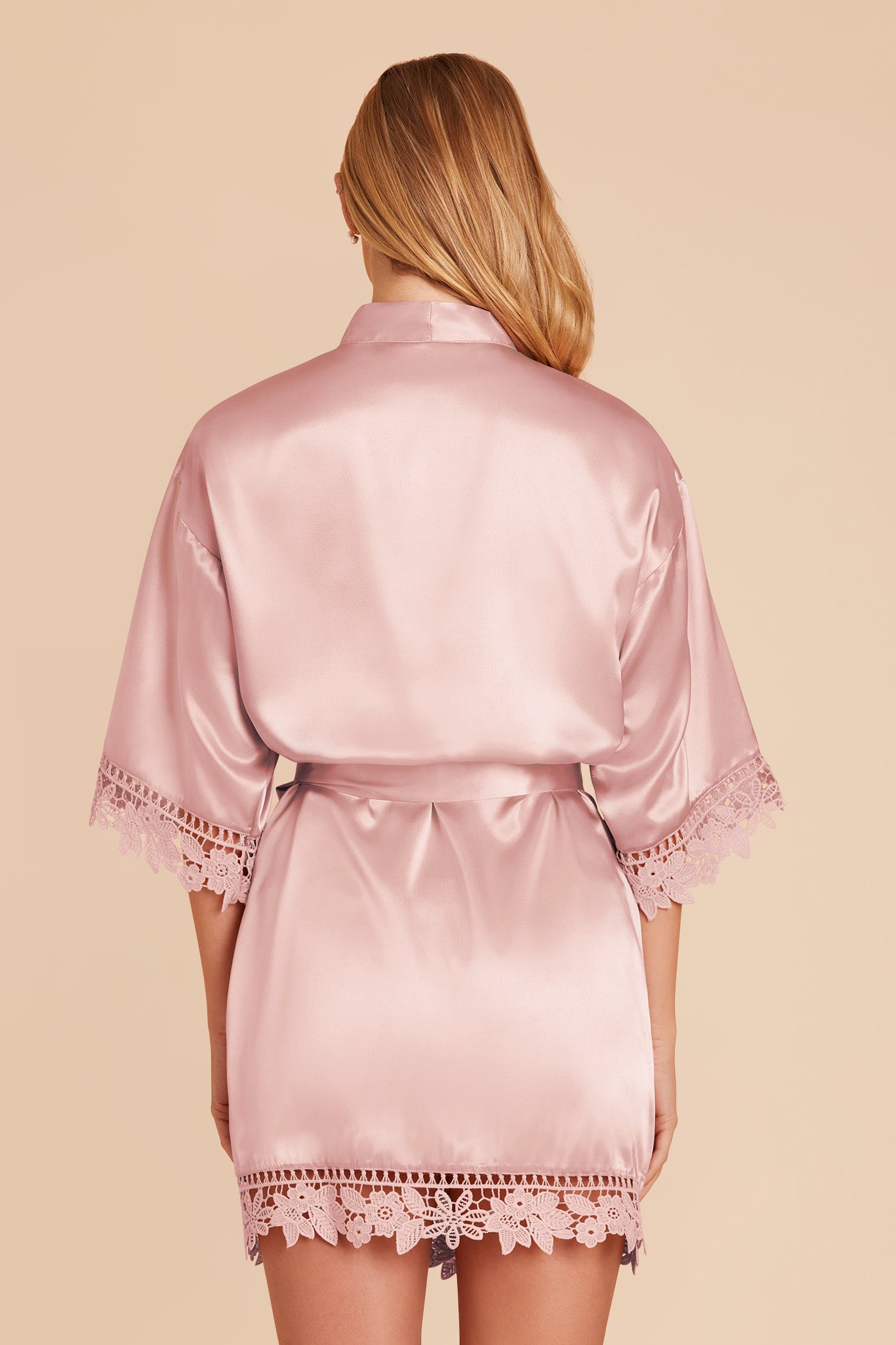 Bridesmaid Lace Robe in Dusty Pink | Claudine Satin Robe