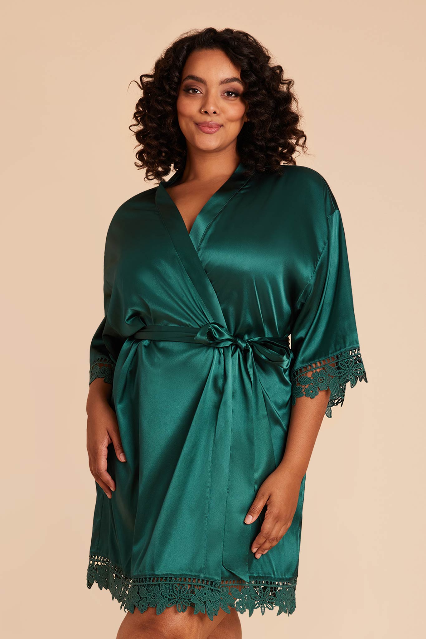 Lace Bridal Robe for Bridesmaids - Claudine Emerald