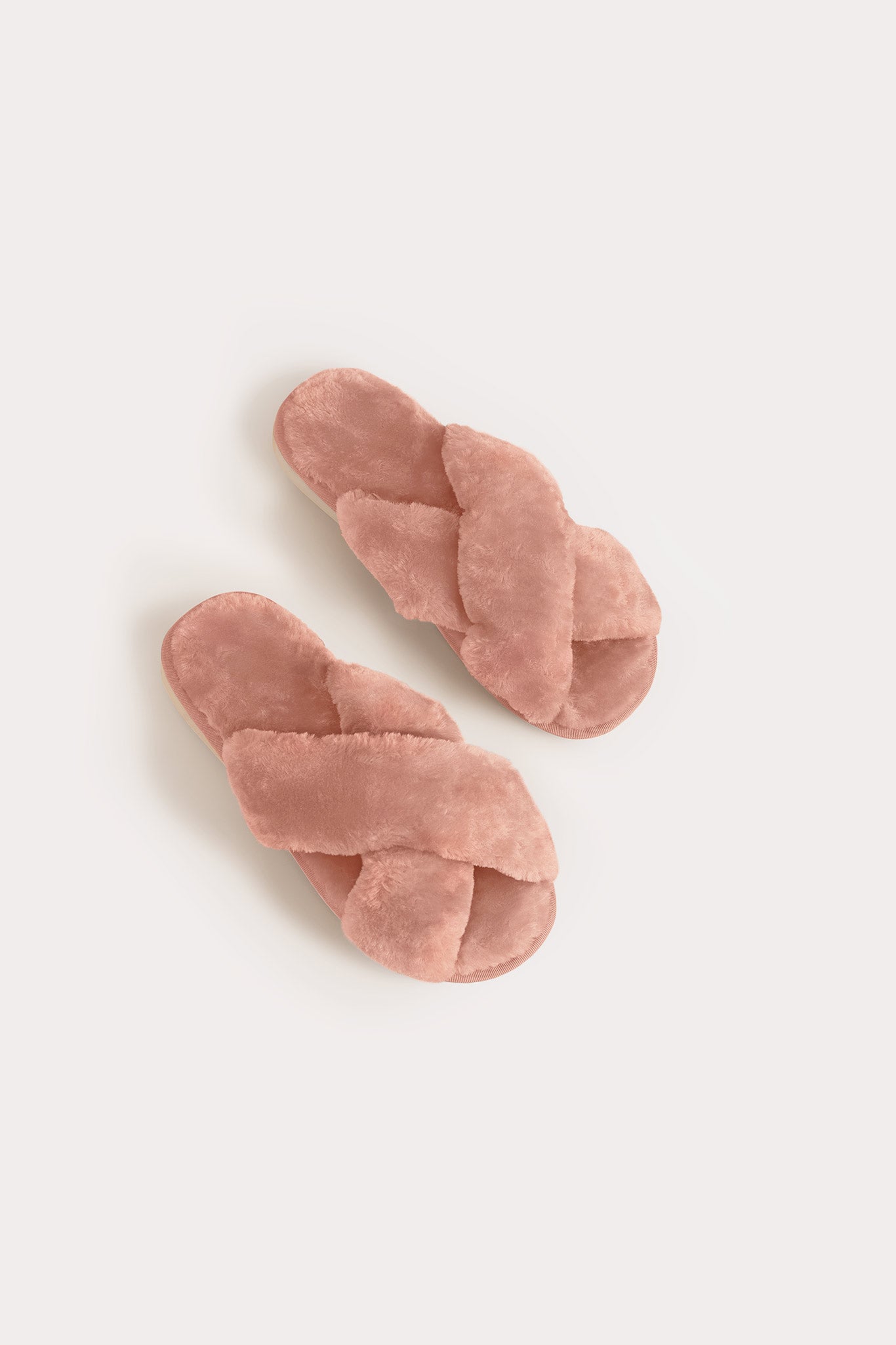 Criss Cross Fuzzy Slippers for Women | Dusty Rose Bridesmaid Gift