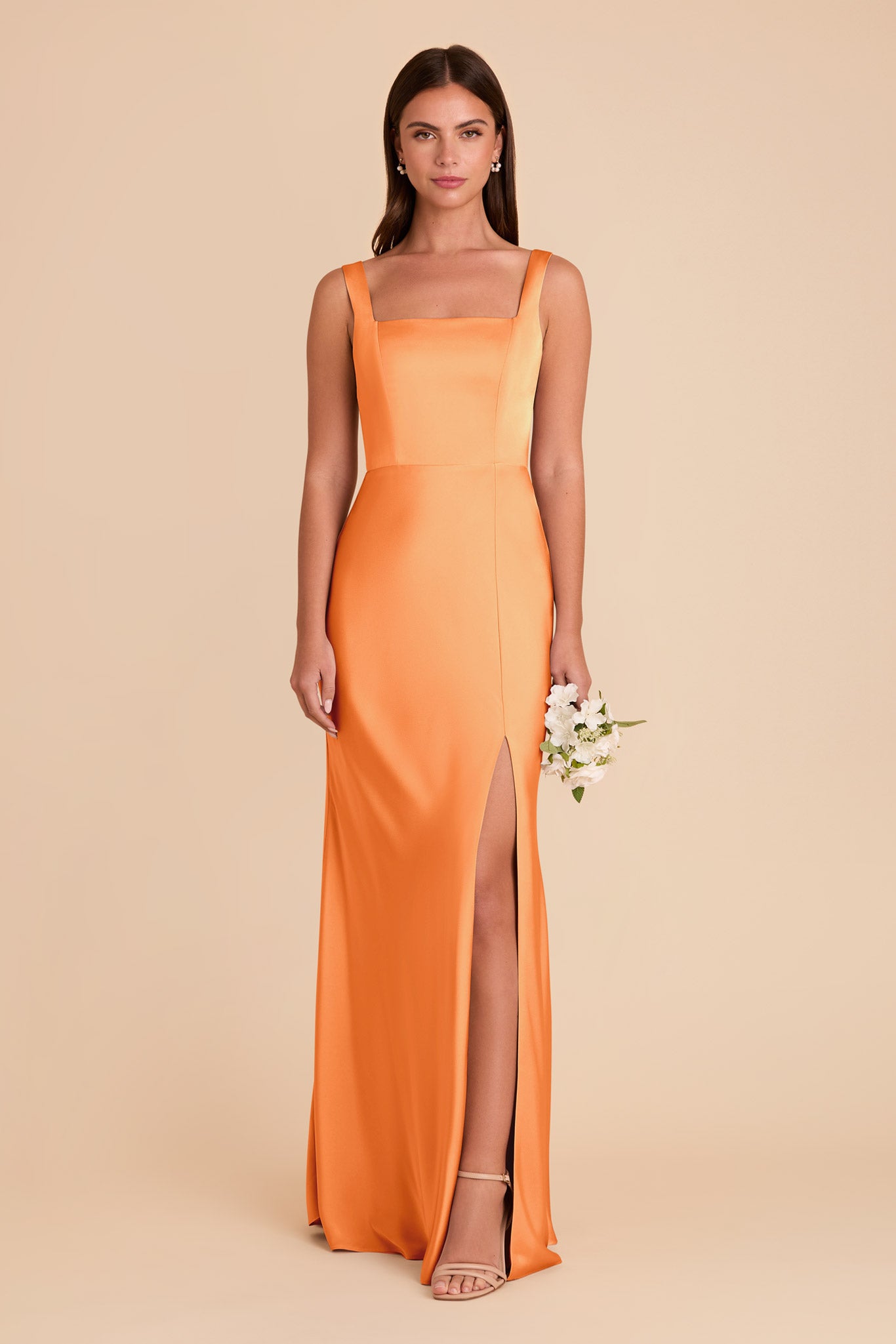 Convertible Satin Dress with Bows | Alex Apricot