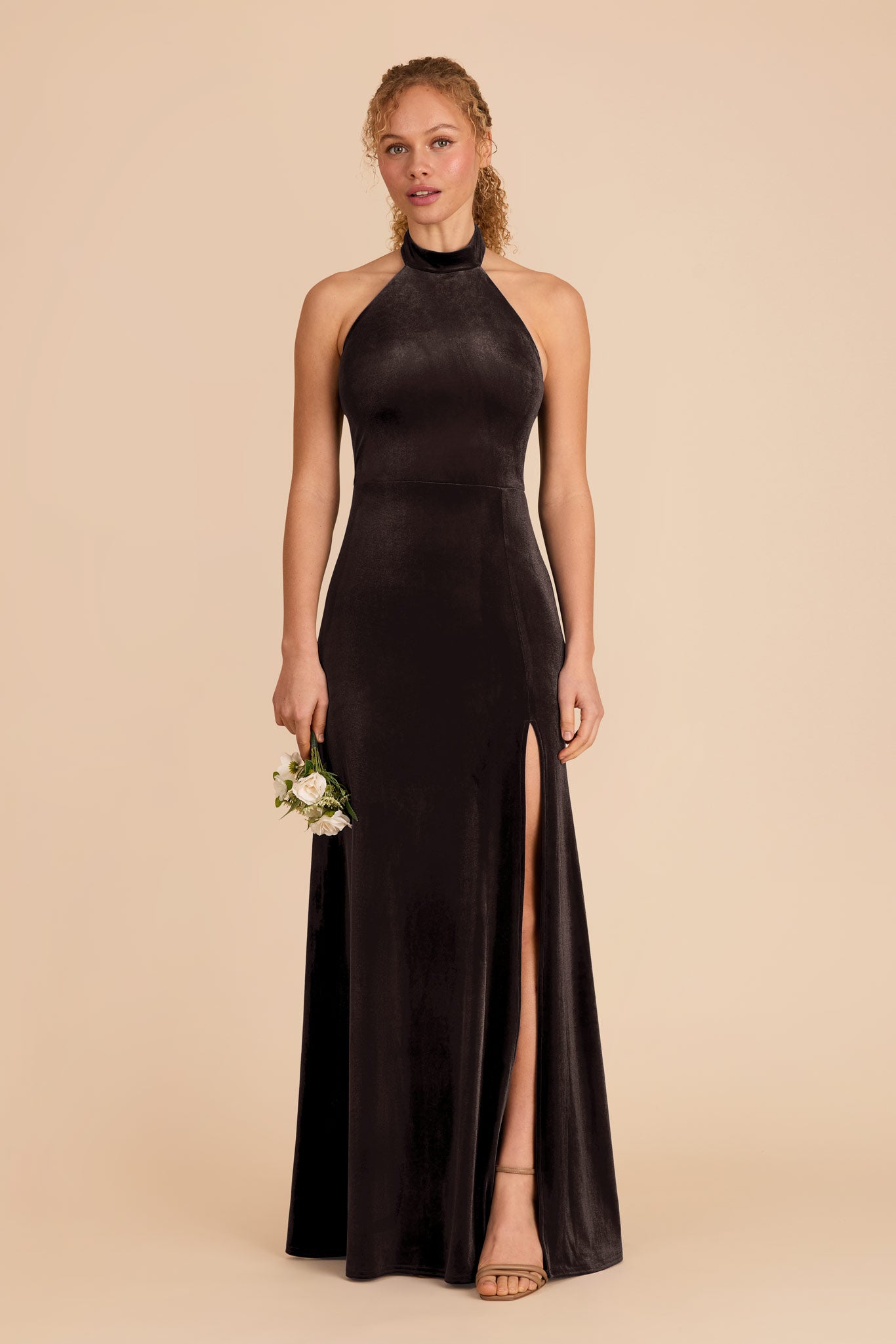 Velvet Halter Dress with Turtleneck | Daphne Espresso