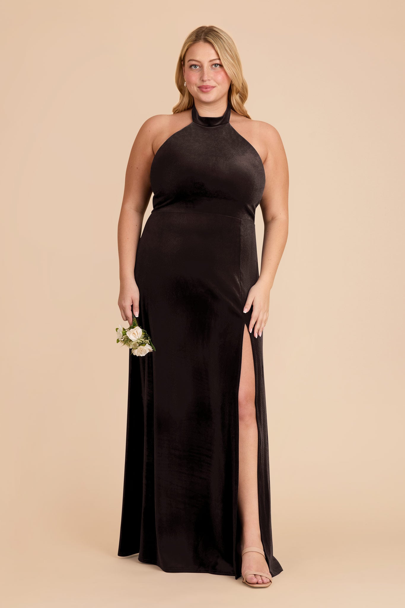 Velvet Halter Dress with Turtleneck | Daphne Espresso
