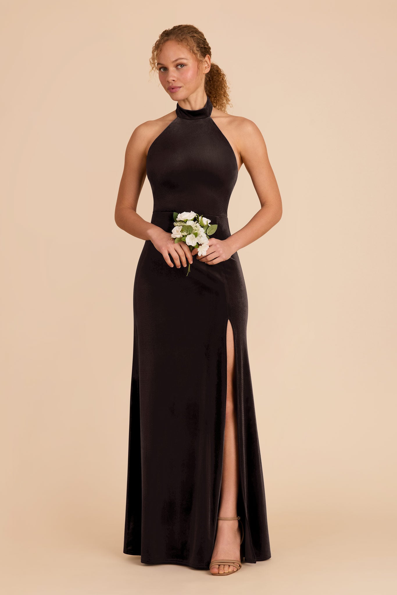 Velvet Halter Dress with Turtleneck | Daphne Espresso
