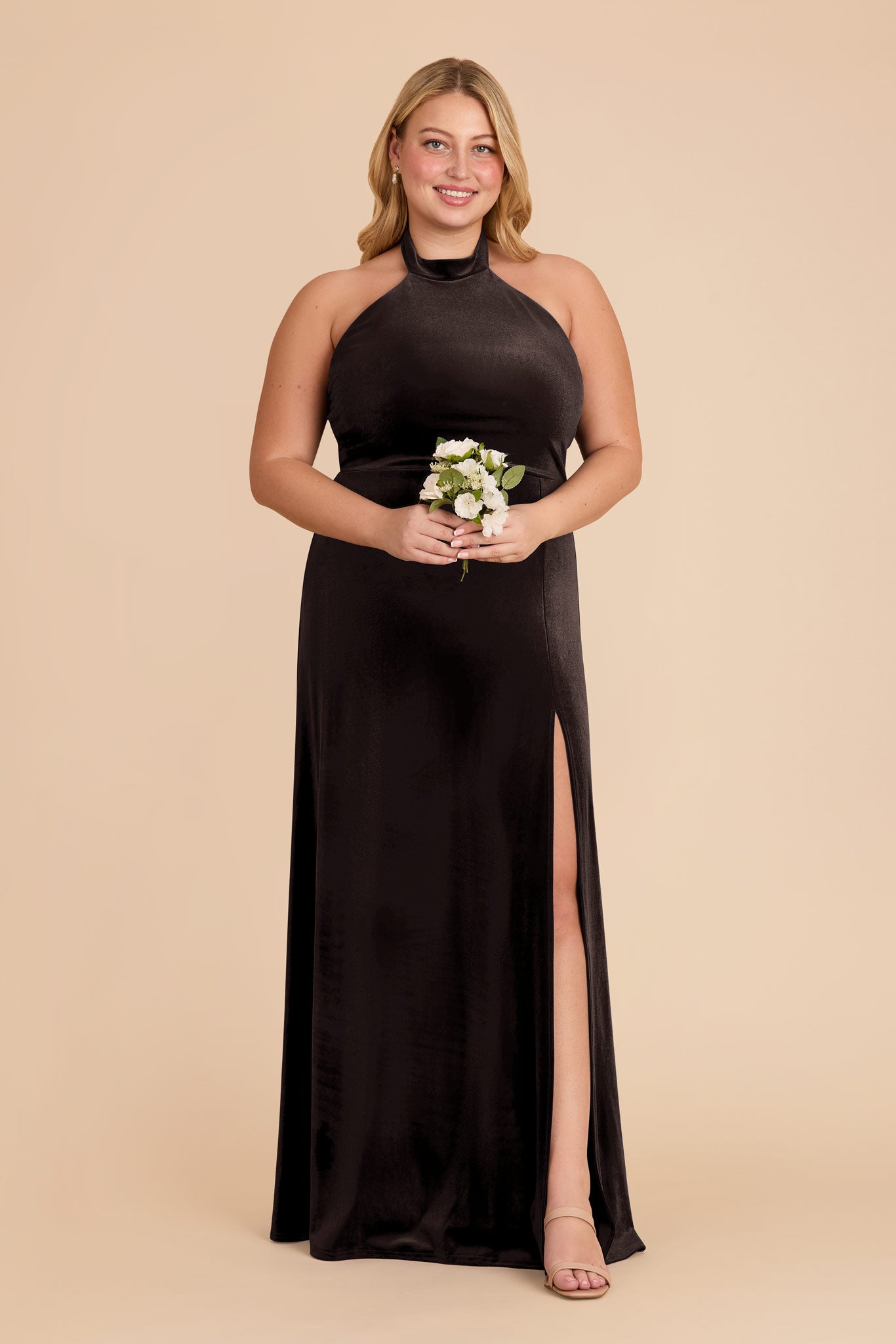Velvet Halter Dress with Turtleneck | Daphne Espresso