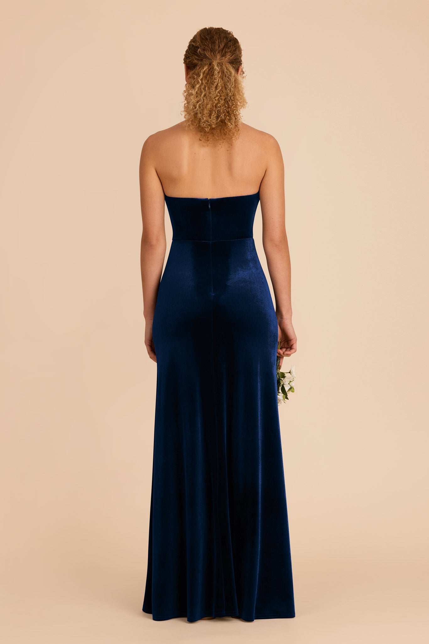 Velvet Turtleneck Halter Dress in Navy | Daphne