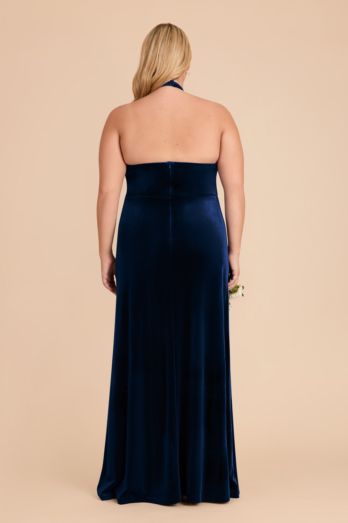 Velvet Turtleneck Halter Dress in Navy | Daphne