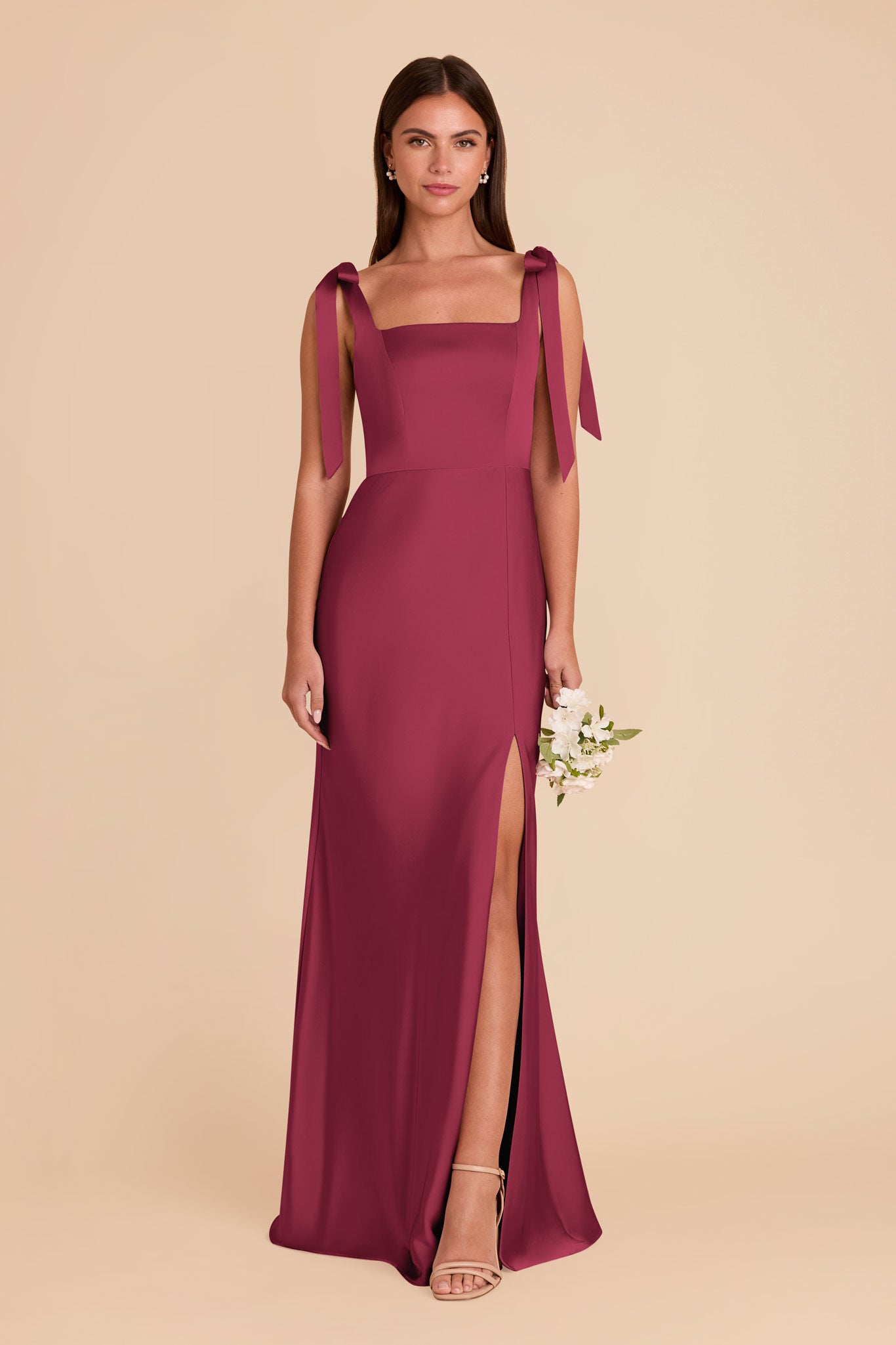 Convertible Dress with Bows in Matte Satin | Alex Berry