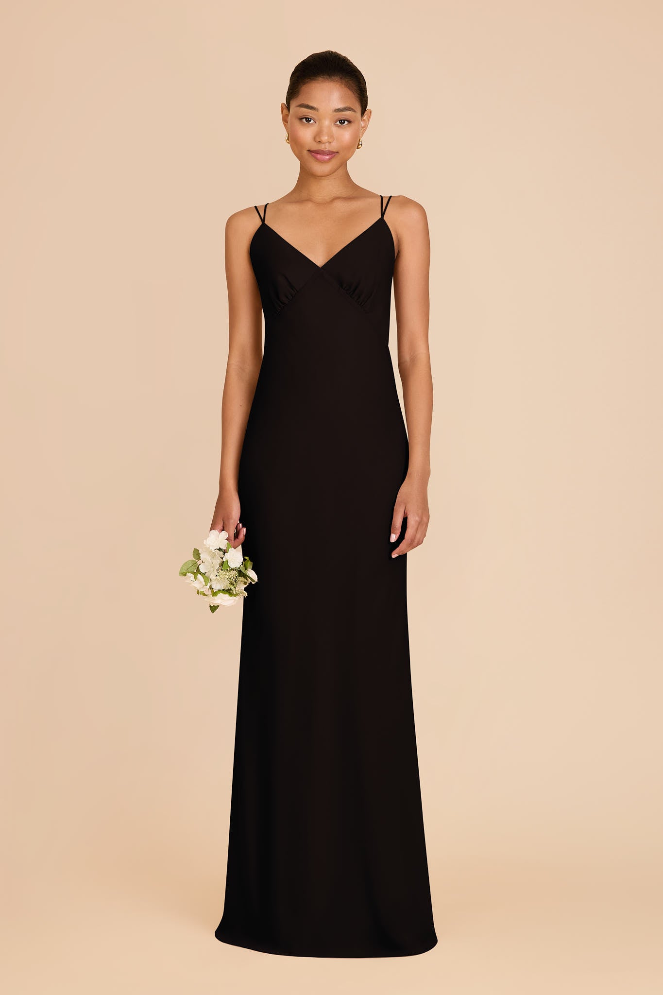 Chiffon V-Neck Slip Dress with Strappy Back | Dasha Black