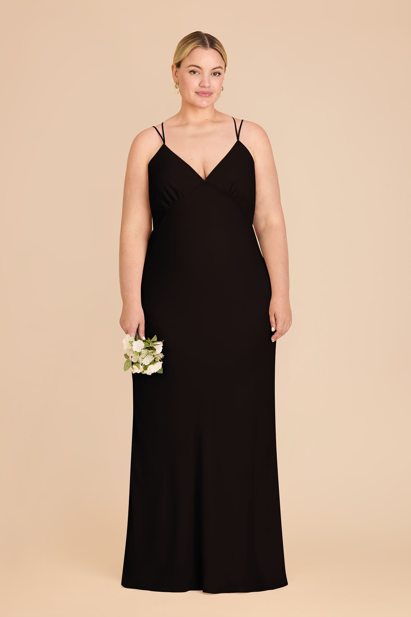 Chiffon V-Neck Slip Dress with Strappy Back | Dasha Black