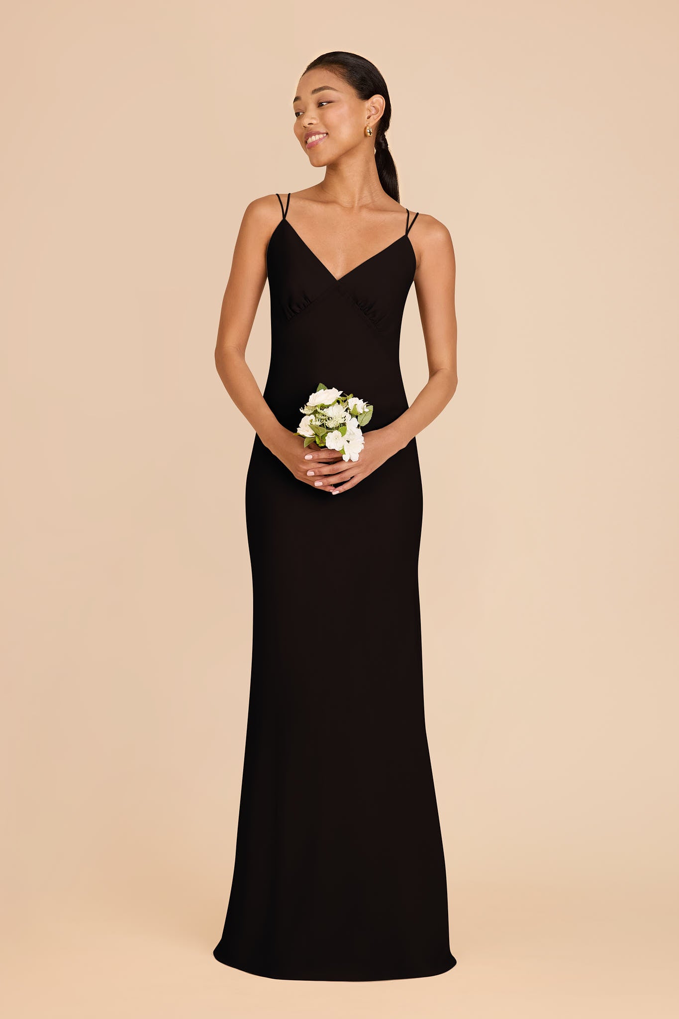Chiffon V-Neck Slip Dress with Strappy Back | Dasha Black