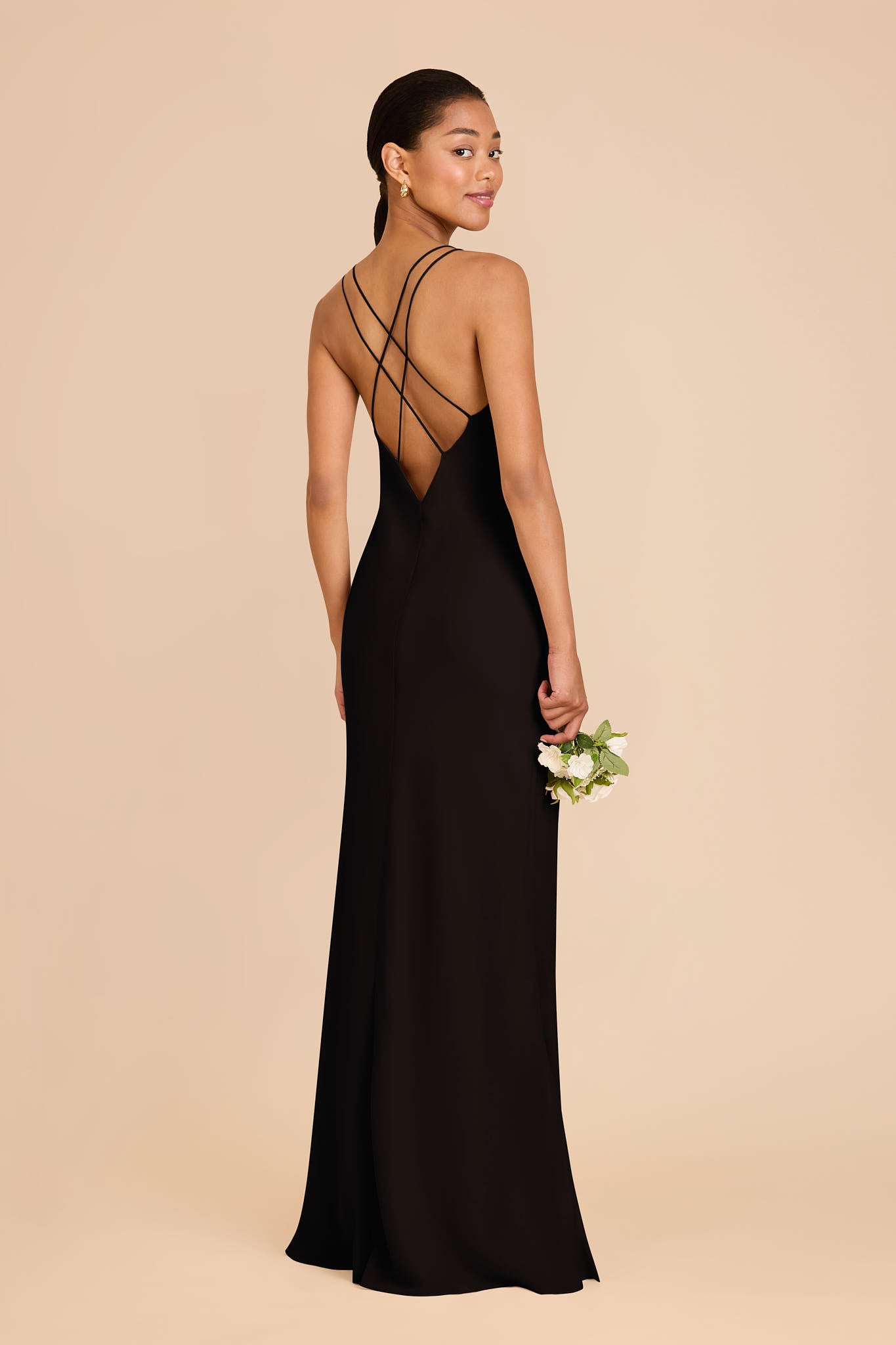 Chiffon V-Neck Slip Dress with Strappy Back | Dasha Black