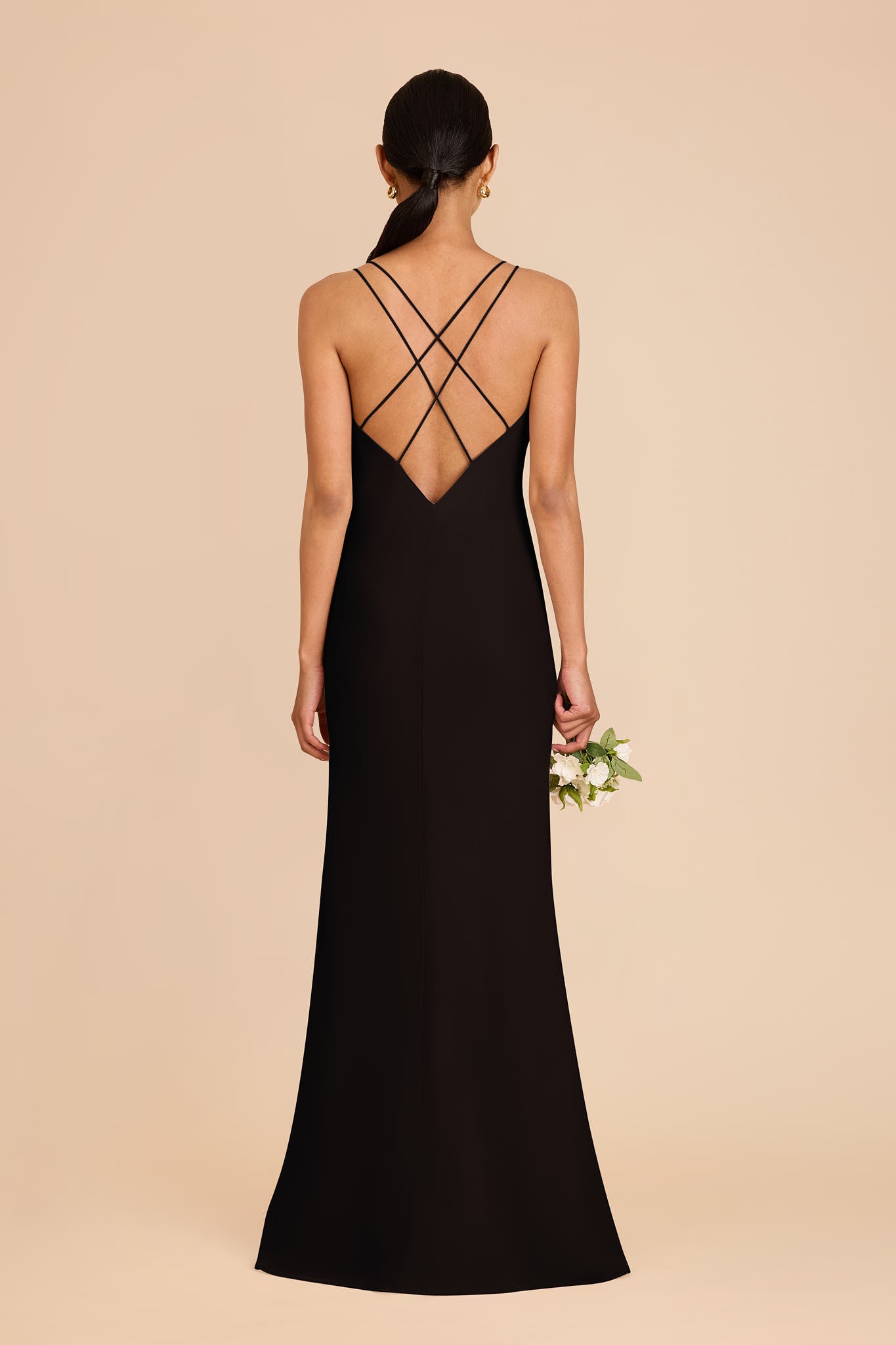 Chiffon V-Neck Slip Dress with Strappy Back | Dasha Black