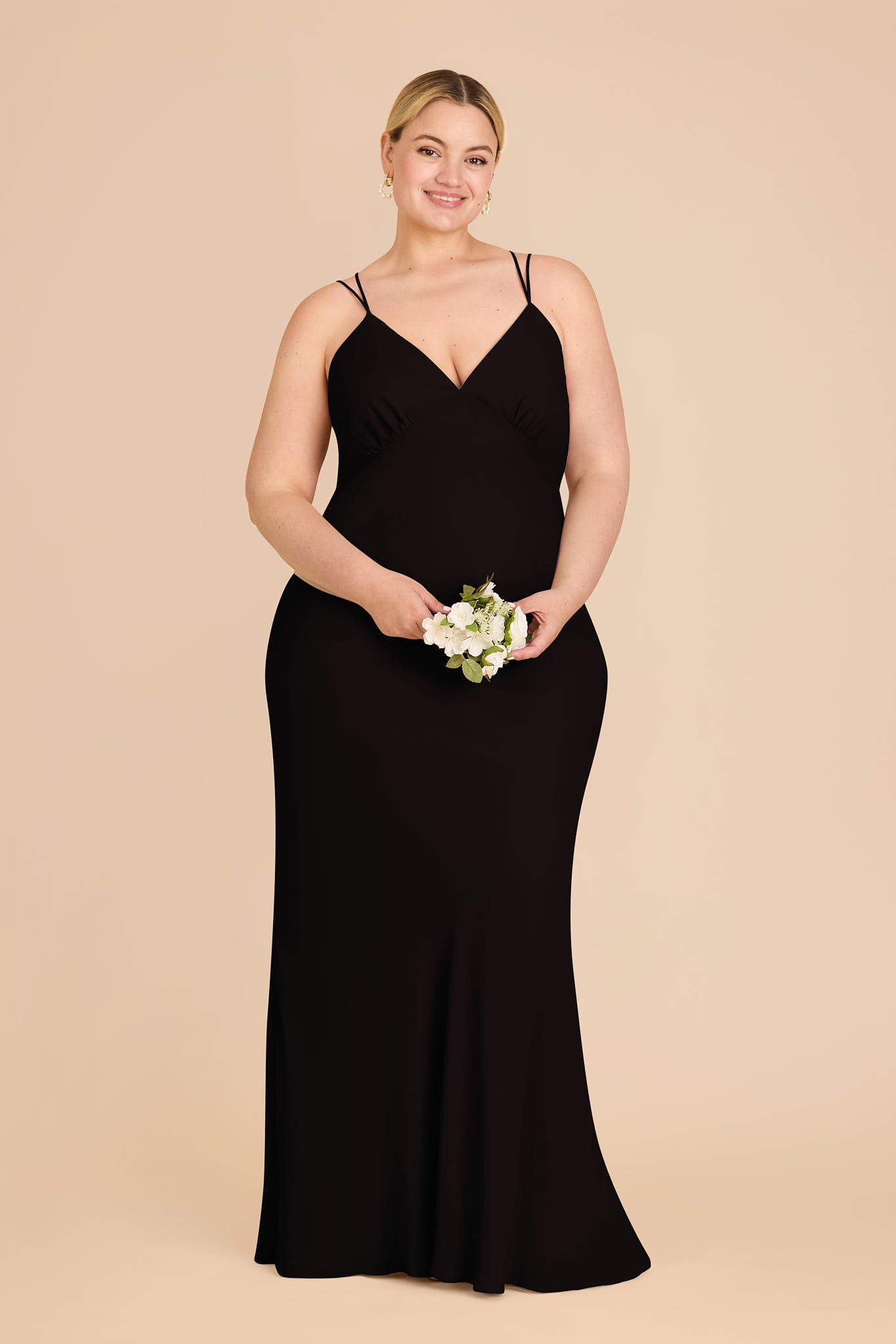 Chiffon V-Neck Slip Dress with Strappy Back | Dasha Black