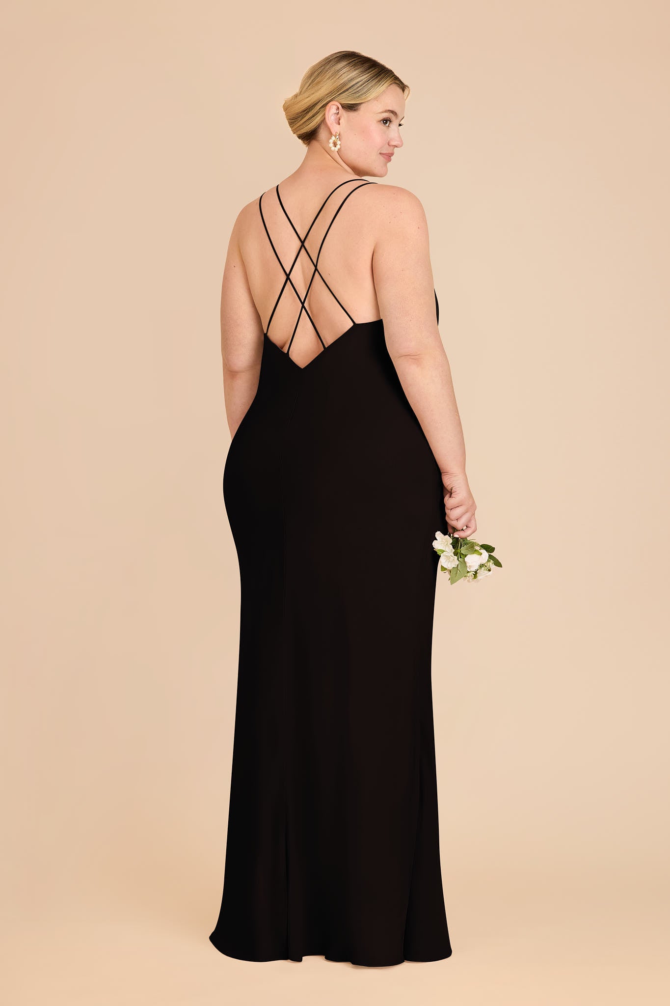 Chiffon V-Neck Slip Dress with Strappy Back | Dasha Black