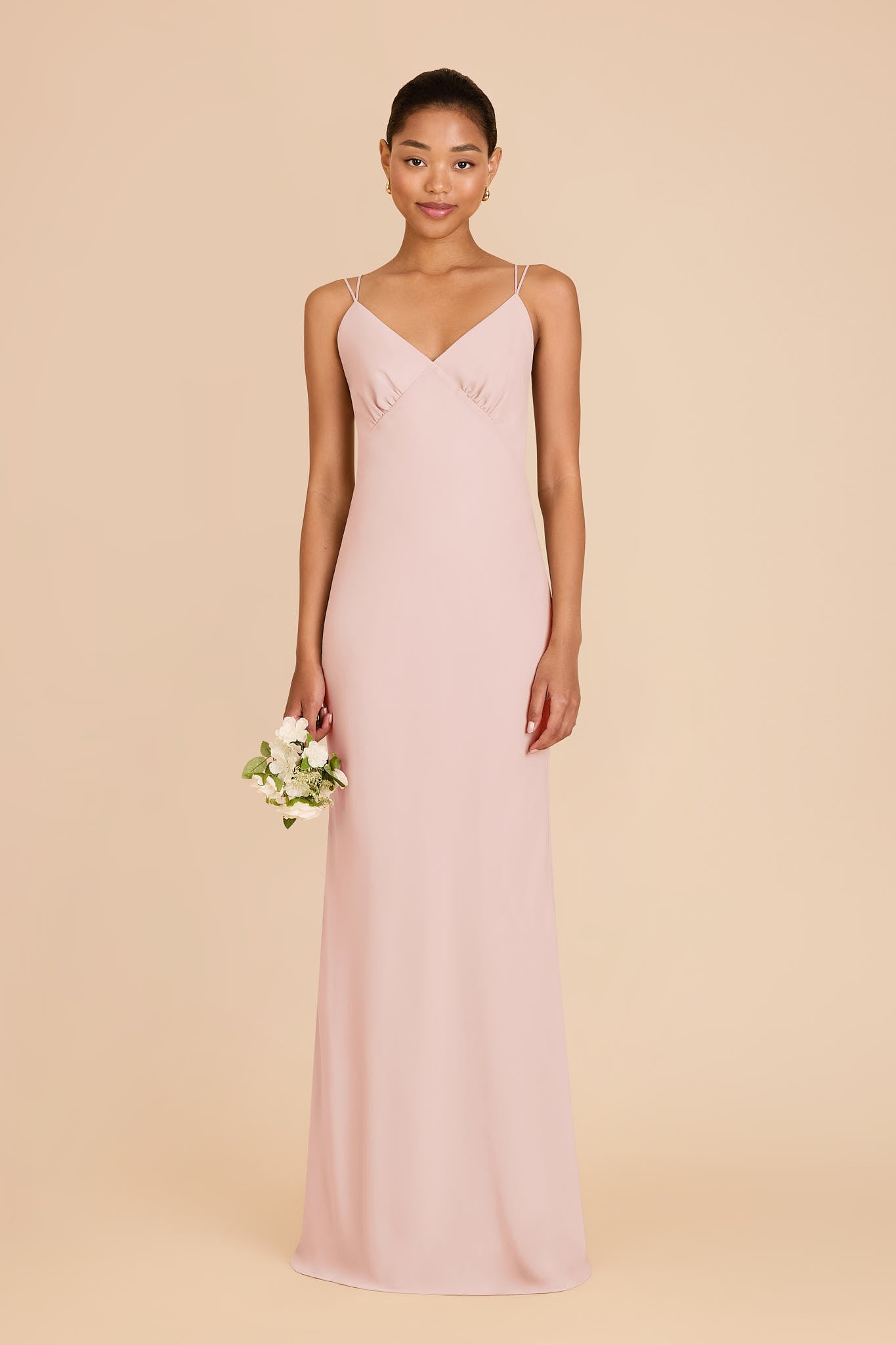 Chiffon V-Neck Slip Dress with Strappy Back | Dasha Blush Pink