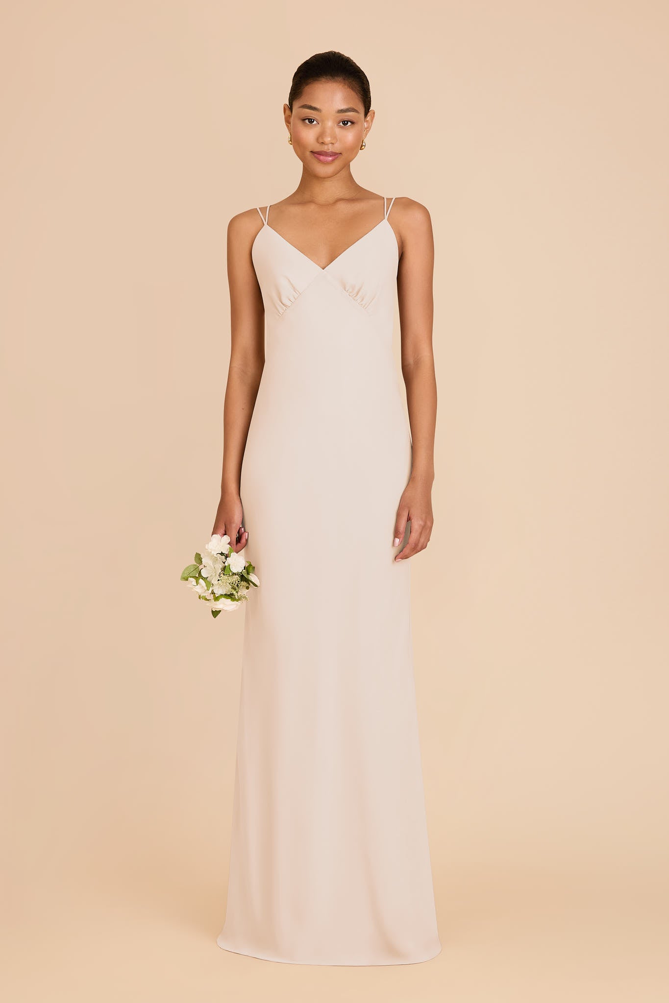 Chiffon V-Neck Slip Dress with Strappy Back | Dasha Champagne