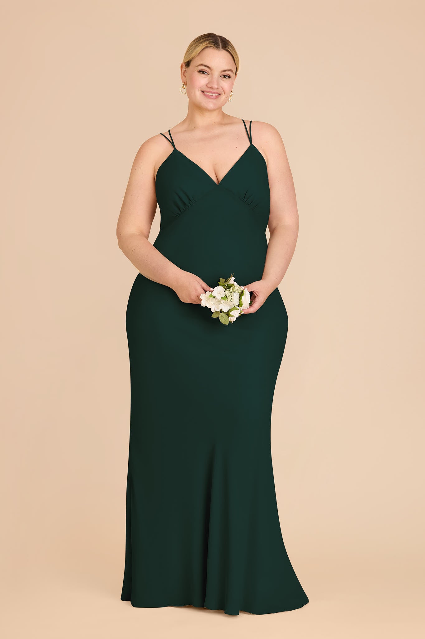 Emerald Chiffon Slip Dress with V-Neck & Strappy Back | Dasha