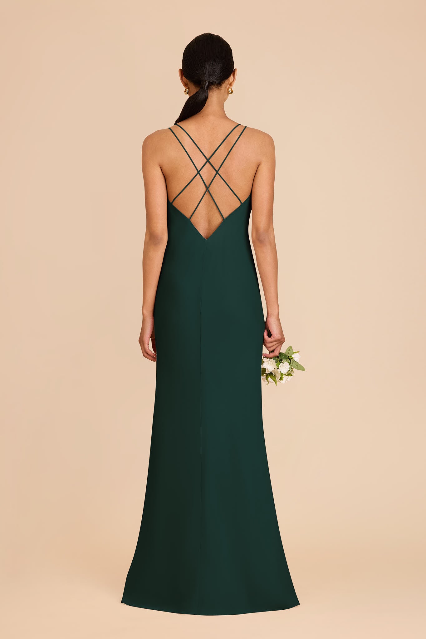 Emerald Chiffon Slip Dress with V-Neck & Strappy Back | Dasha