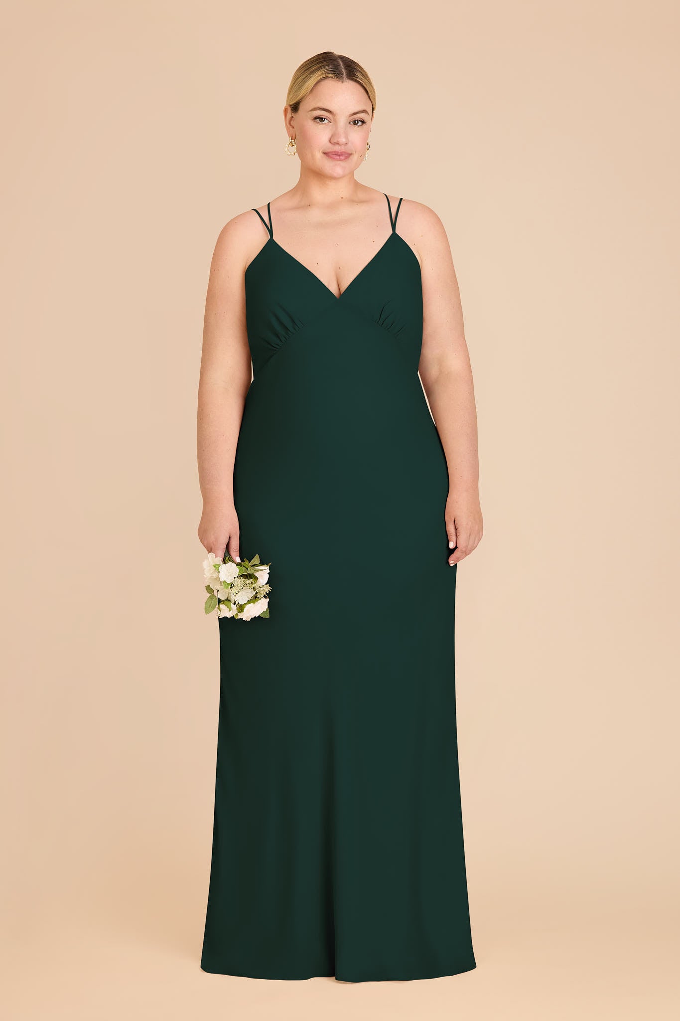 Emerald Chiffon Slip Dress with V-Neck & Strappy Back | Dasha