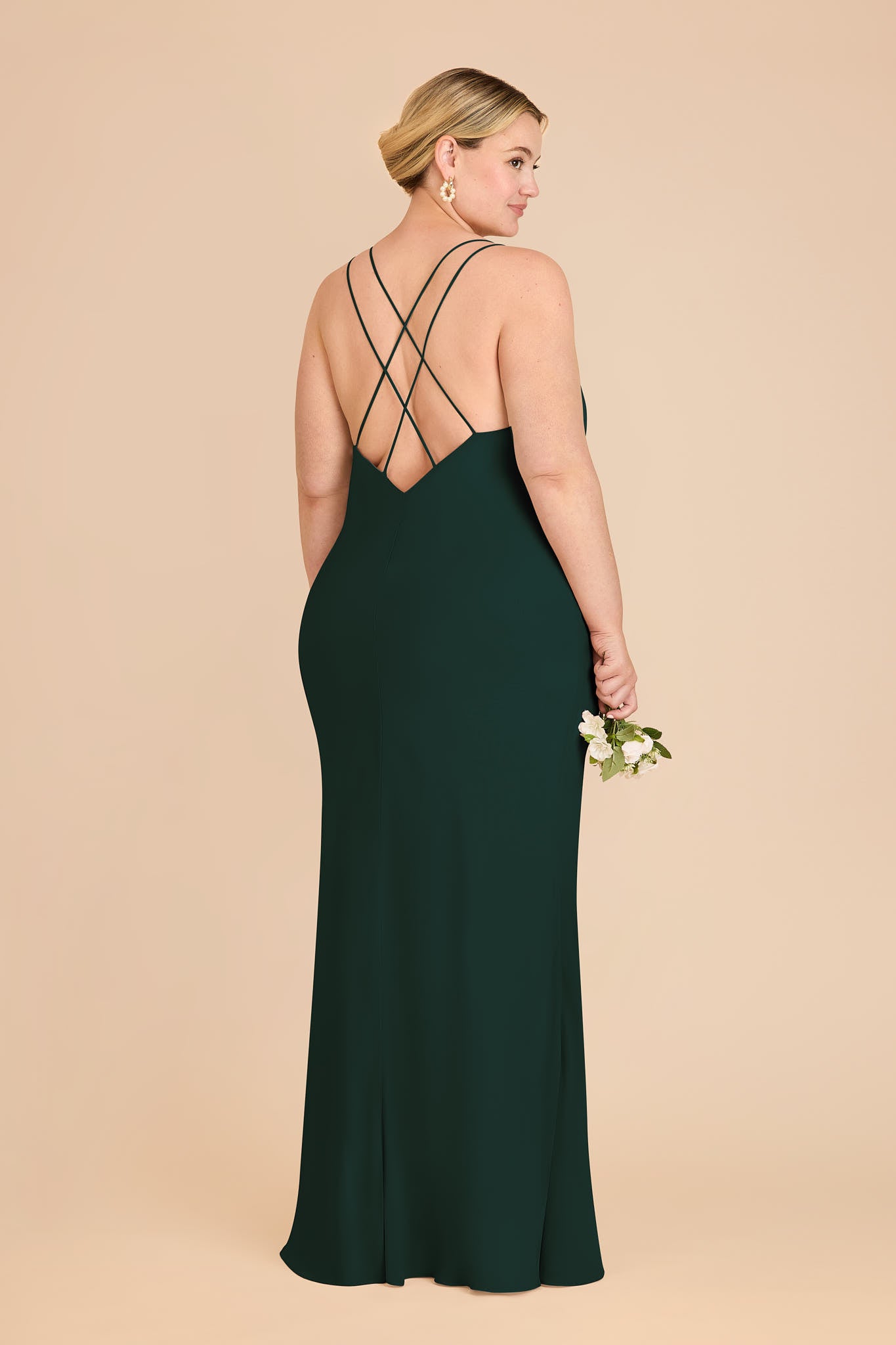 Emerald Chiffon Slip Dress with V-Neck & Strappy Back | Dasha