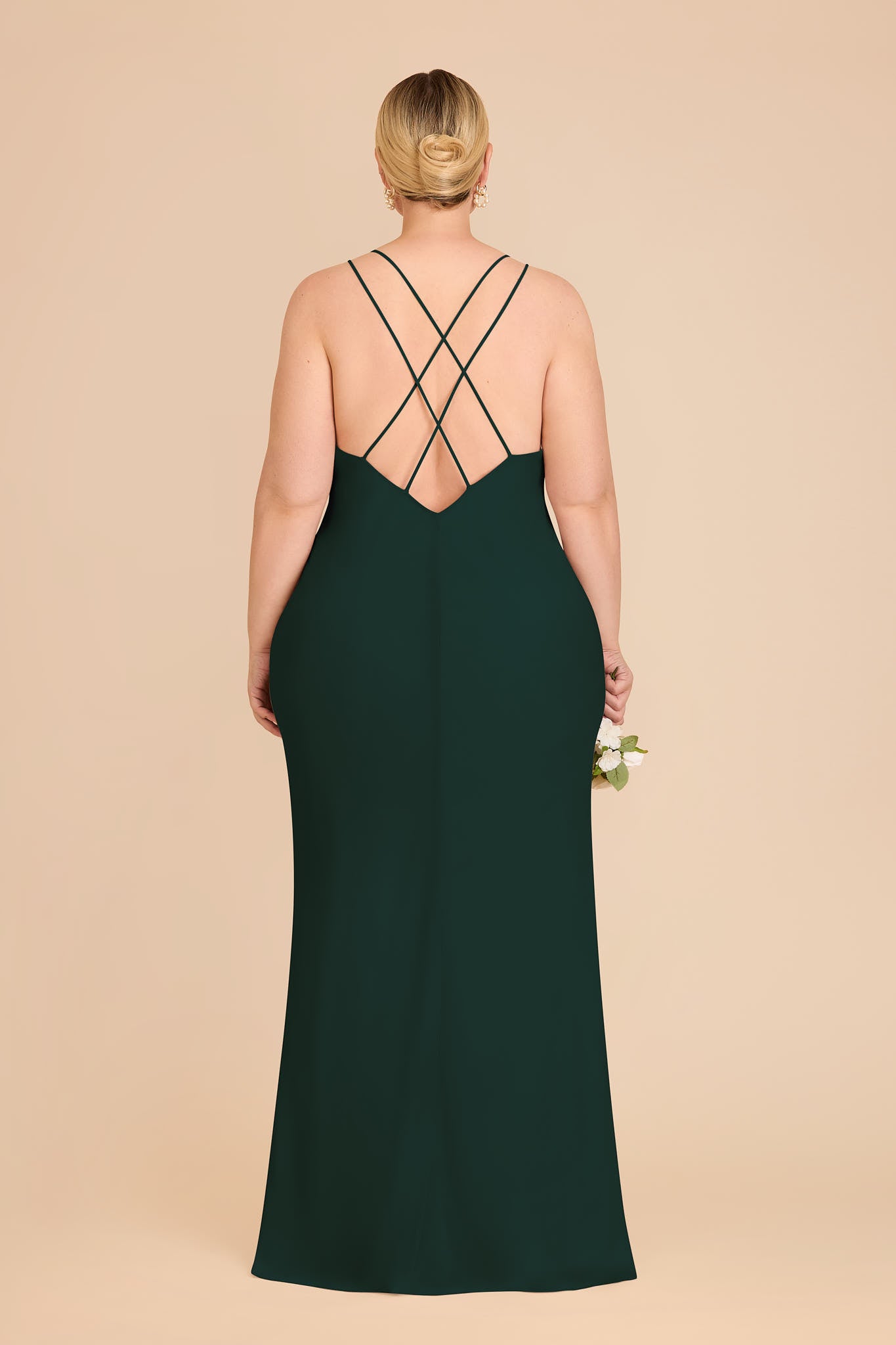 Emerald Chiffon Slip Dress with V-Neck & Strappy Back | Dasha