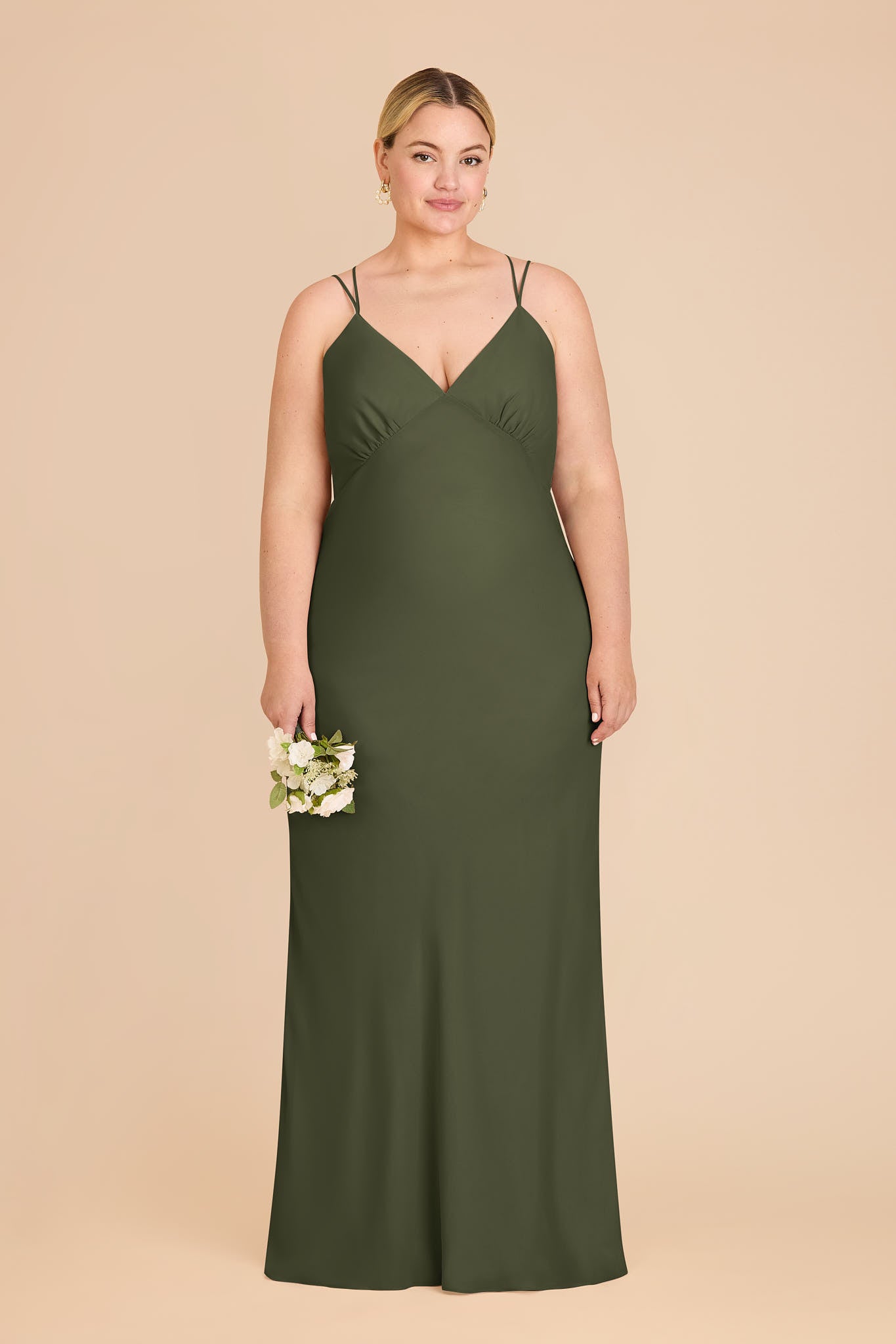 Chiffon V-Neck Slip Dress with Strappy Back | Dasha Olive
