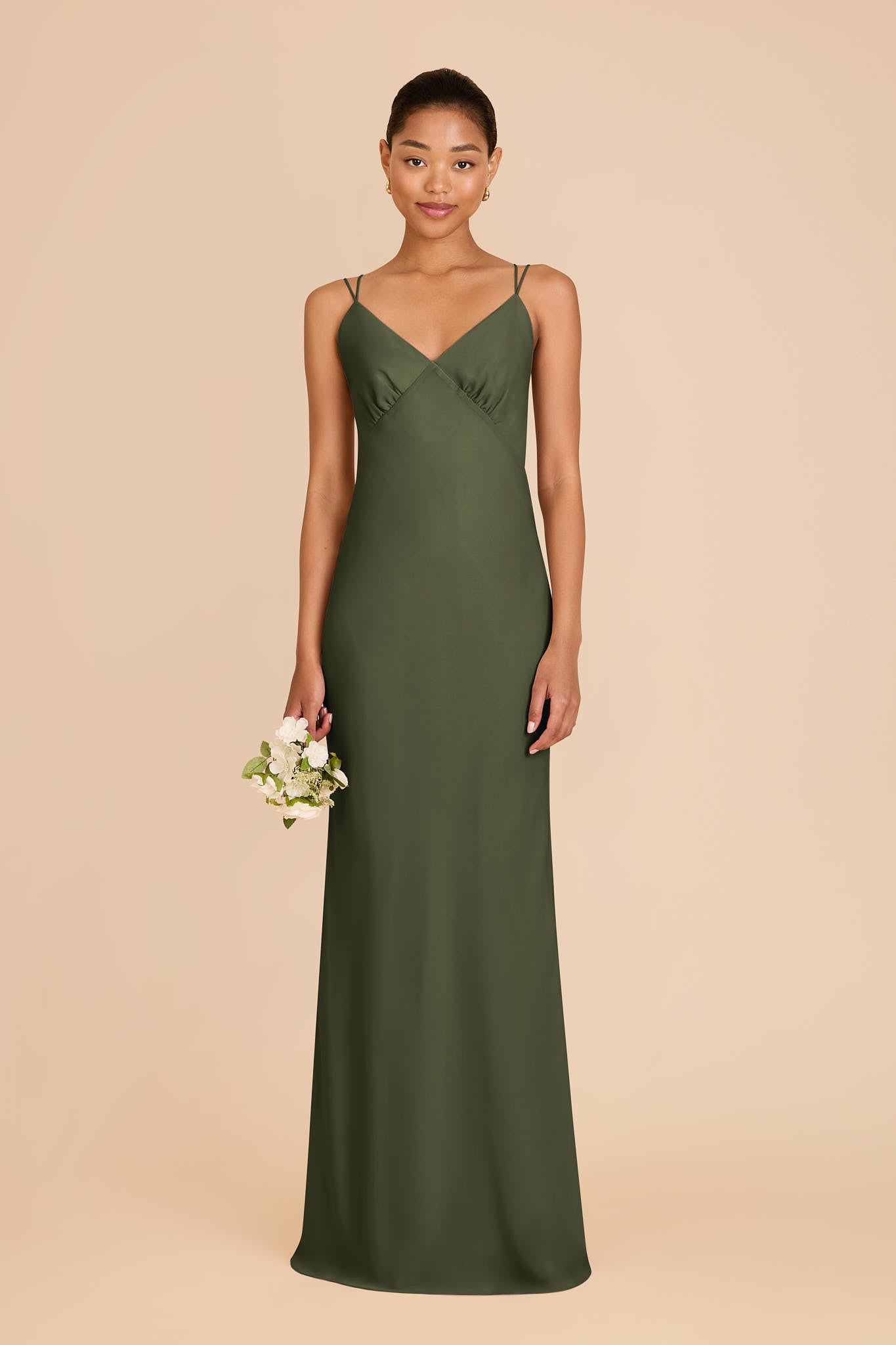Chiffon V-Neck Slip Dress with Strappy Back | Dasha Olive