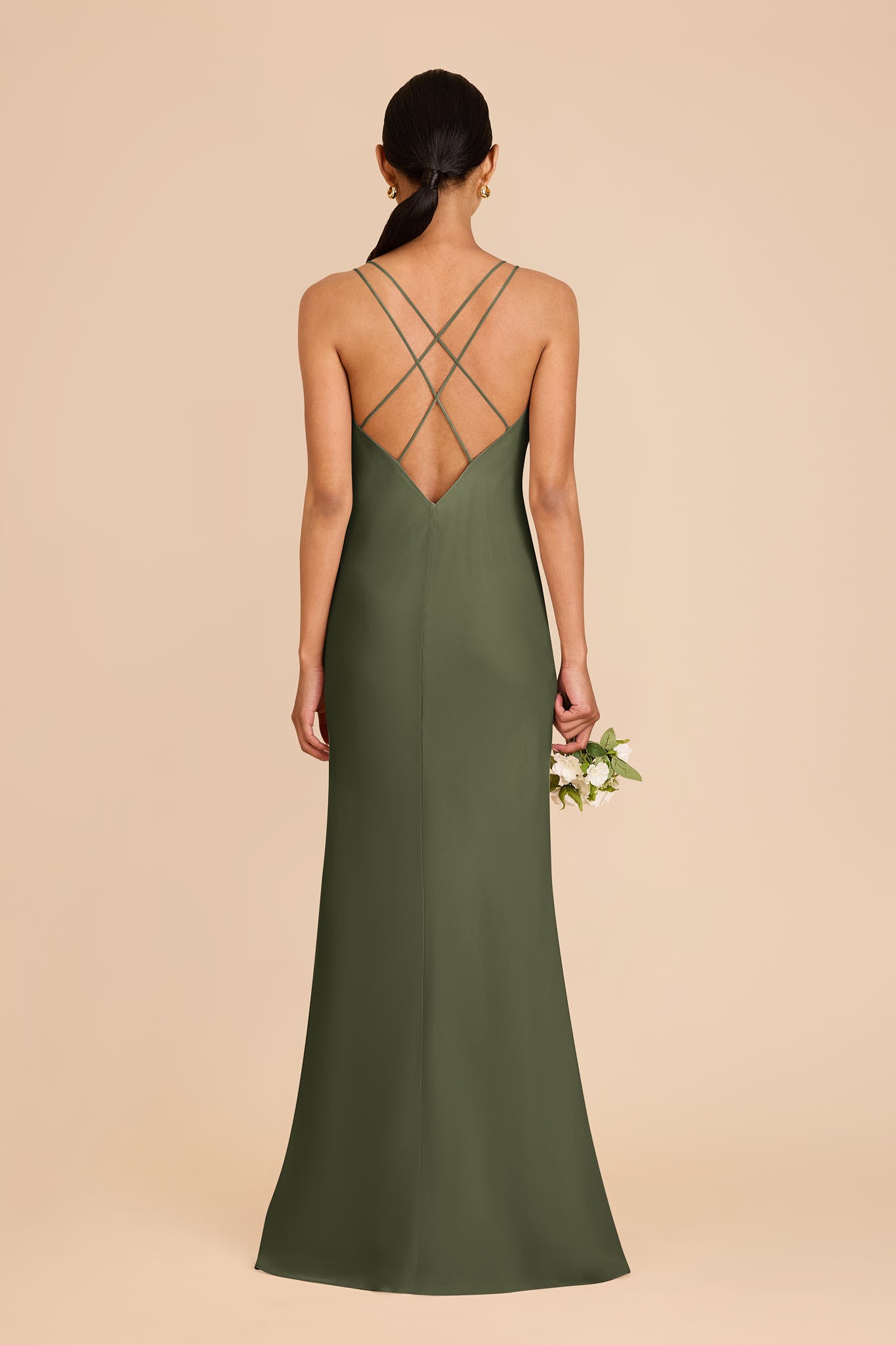 Chiffon V-Neck Slip Dress with Strappy Back | Dasha Olive