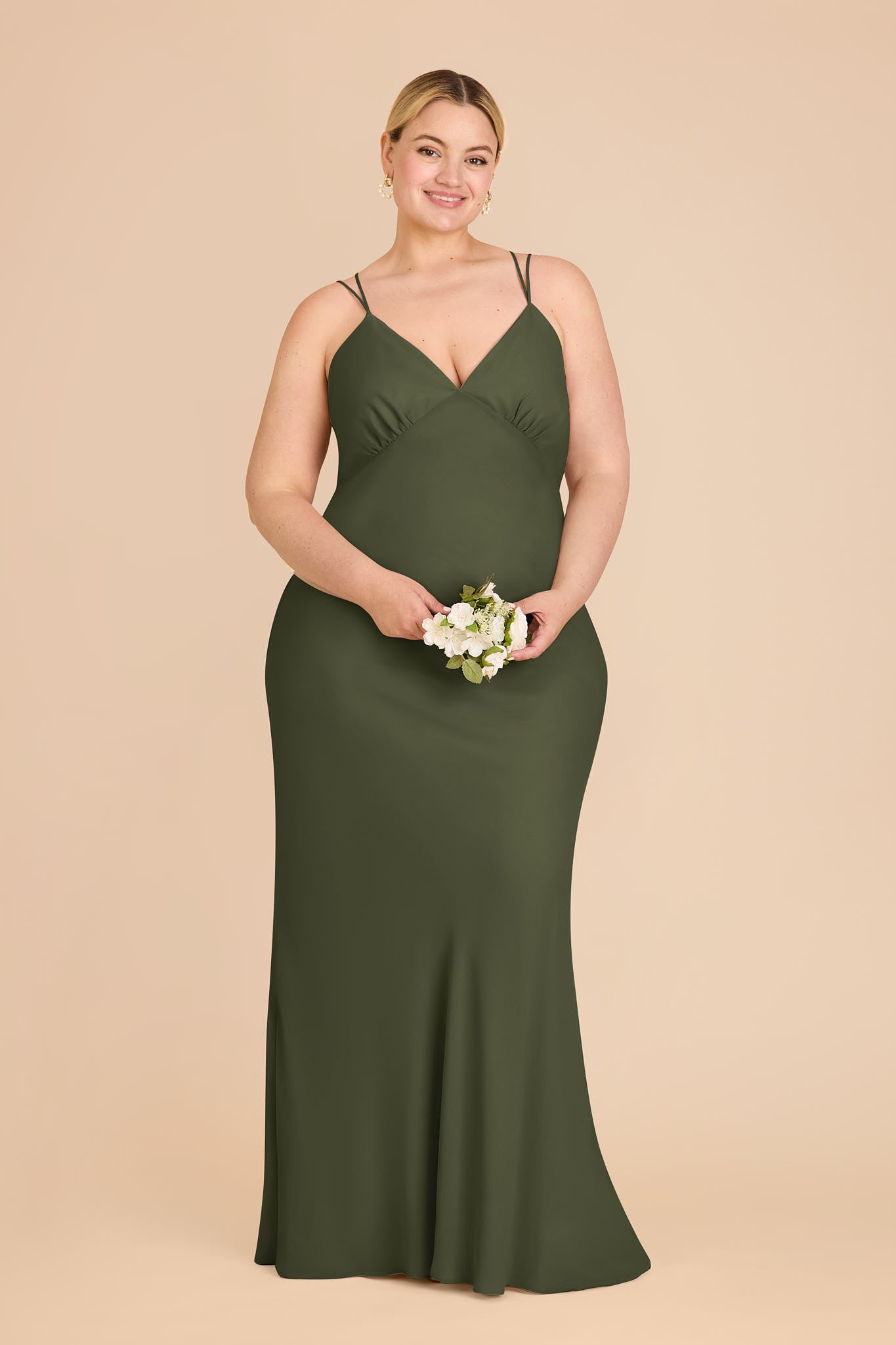Chiffon V-Neck Slip Dress with Strappy Back | Dasha Olive