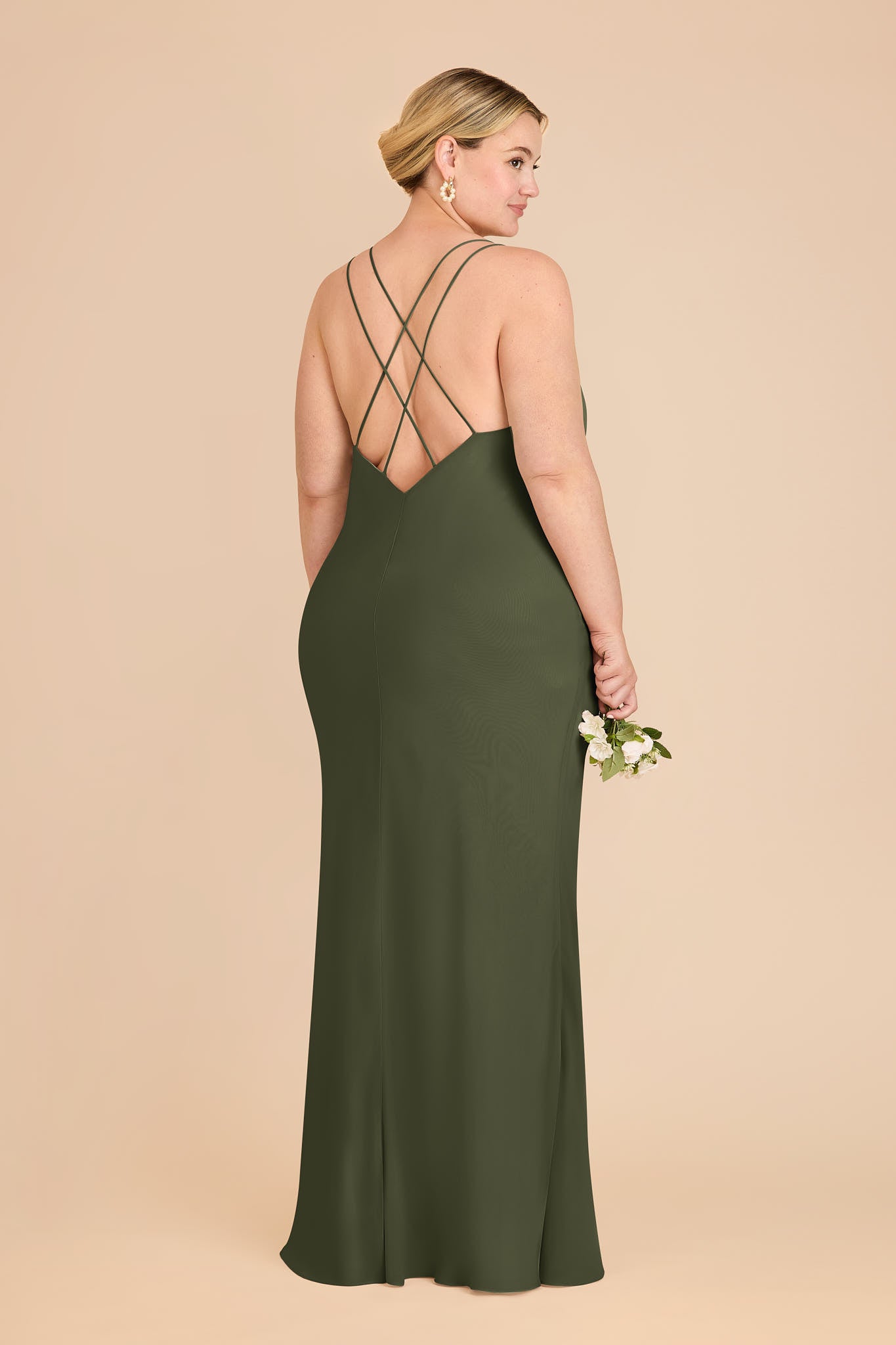 Chiffon V-Neck Slip Dress with Strappy Back | Dasha Olive
