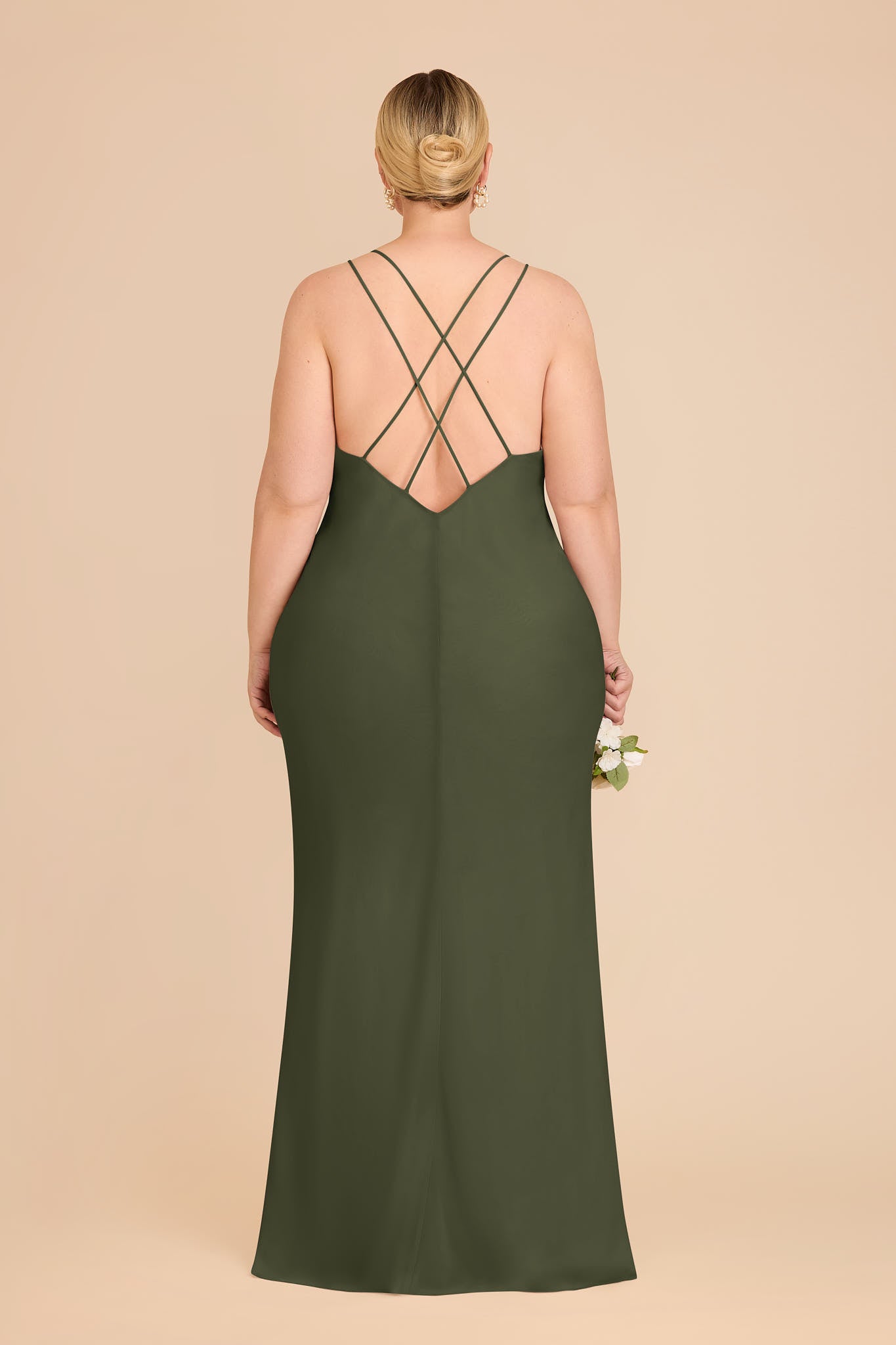 Chiffon V-Neck Slip Dress with Strappy Back | Dasha Olive