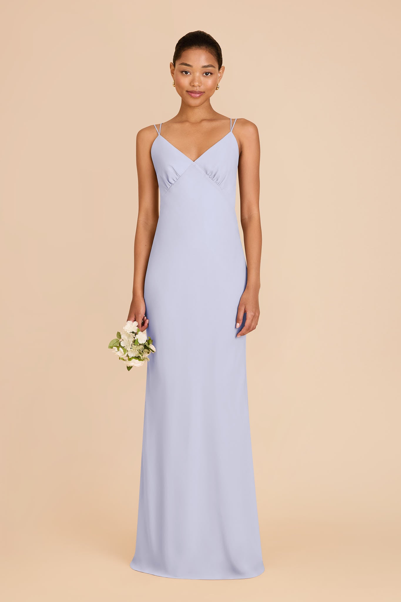 Chiffon V-Neck Slip Dress with Low Back | Dasha Periwinkle Blue