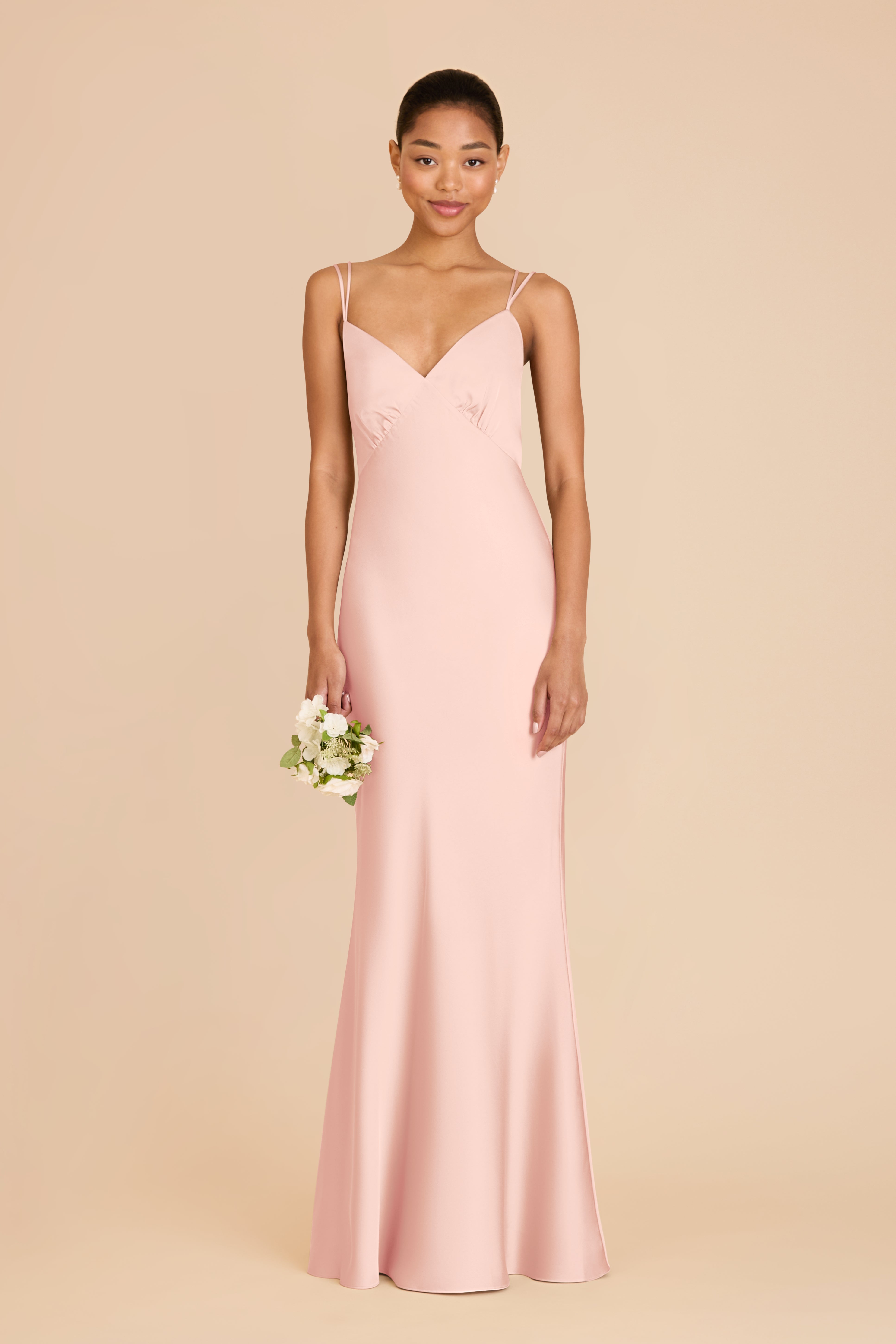 Matte Satin Slip Dress with V-Neck & Strappy Back | Dasha