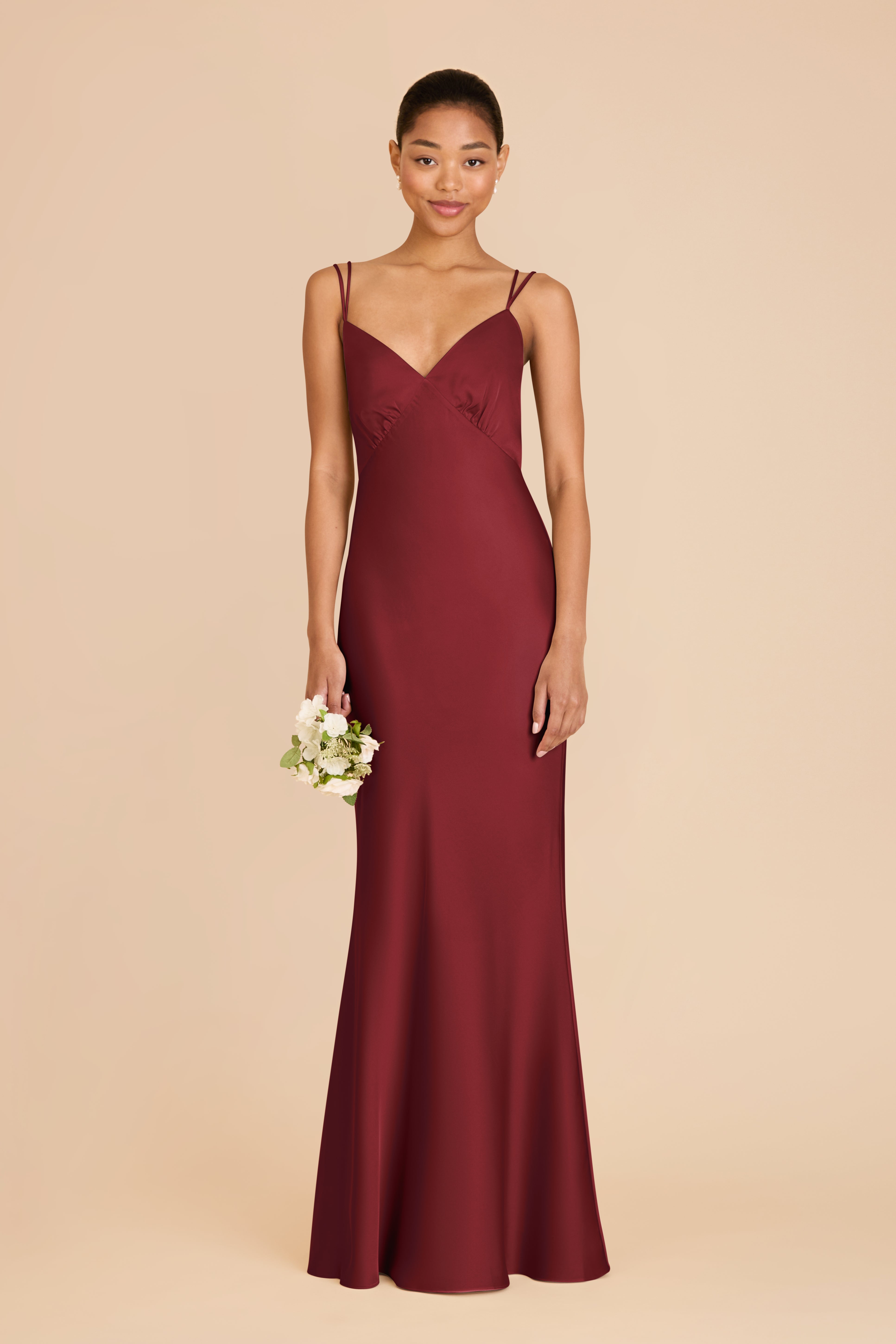 Matte Satin Slip Dress with V-Neck & Low Back | Dasha