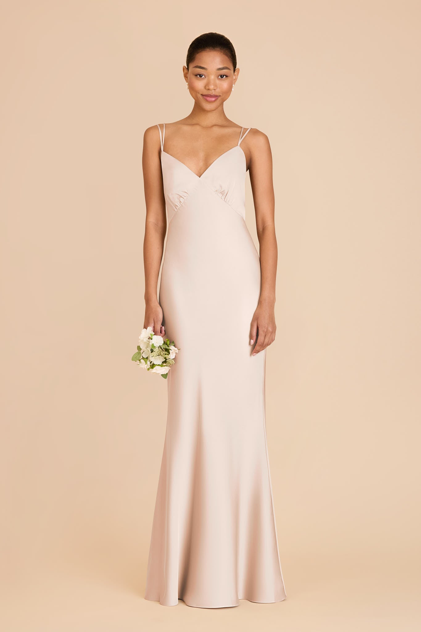 Matte Satin Slip Dress with V-Neck & Strappy Back | Dasha