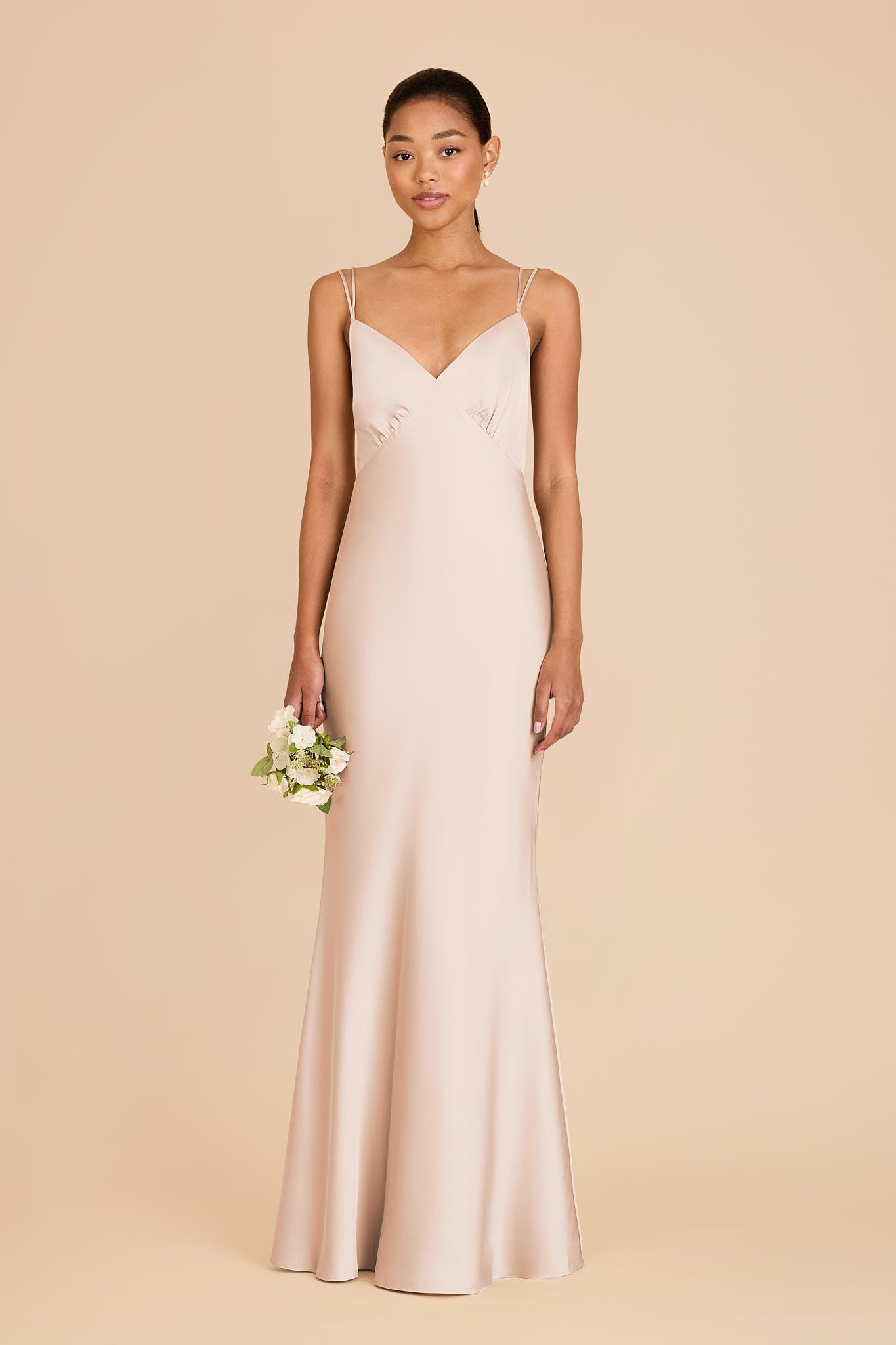 Matte Satin Slip Dress with V-Neck & Strappy Back | Dasha
