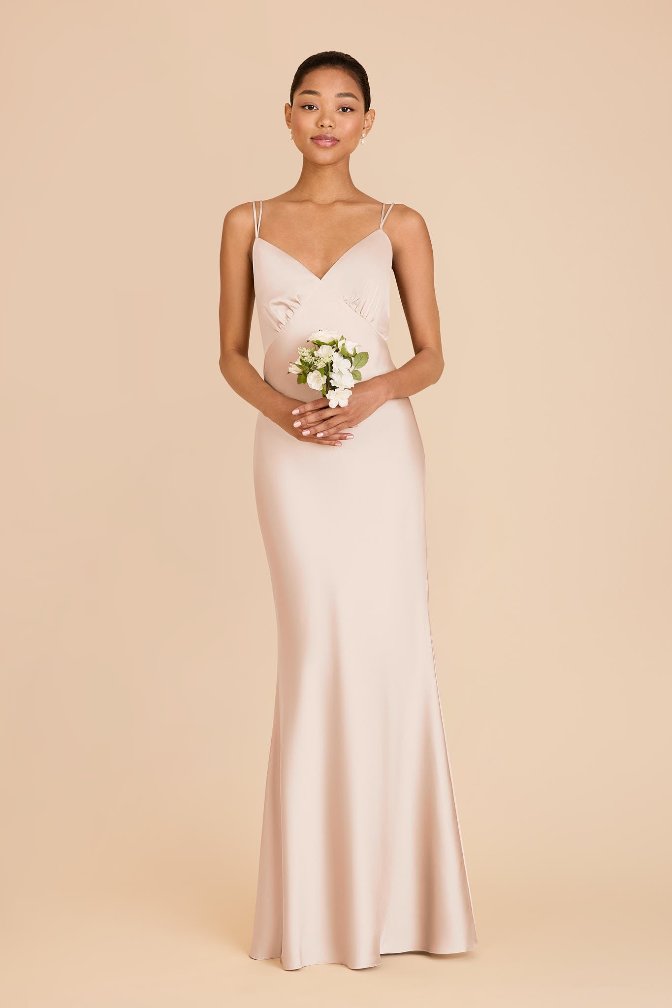 Matte Satin Slip Dress with V-Neck & Strappy Back | Dasha