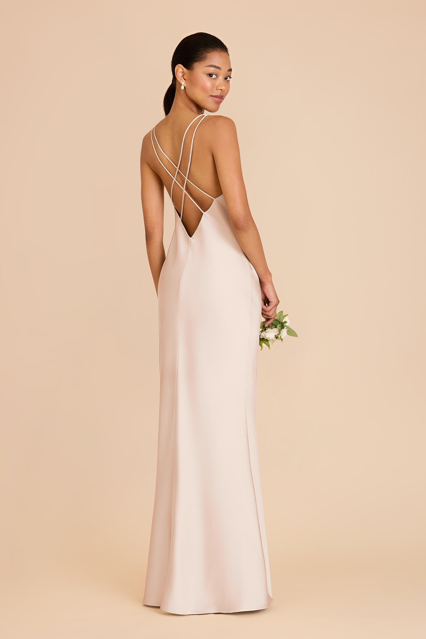 Matte Satin Slip Dress with V-Neck & Strappy Back | Dasha