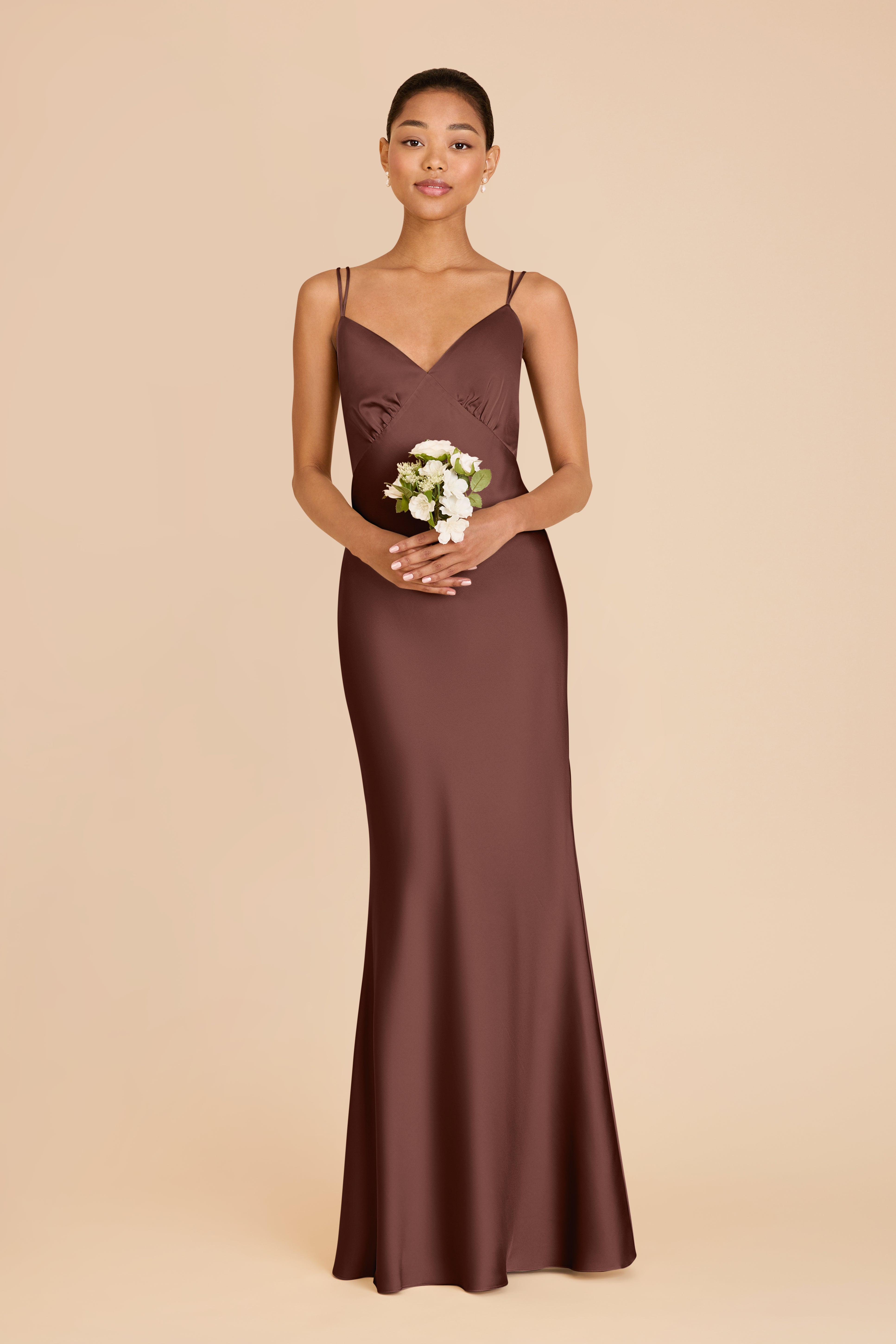 Matte Satin Slip Dress with V-Neck & Strappy Back | Dasha