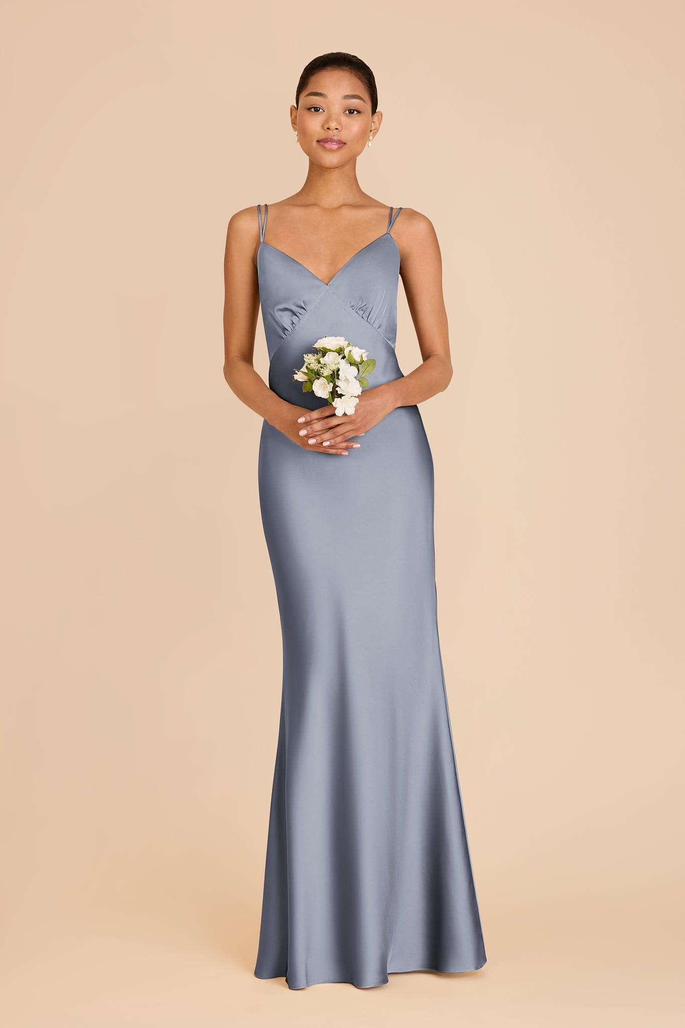 Matte Satin Slip Dress with V-Neck & Strappy Back | Dasha