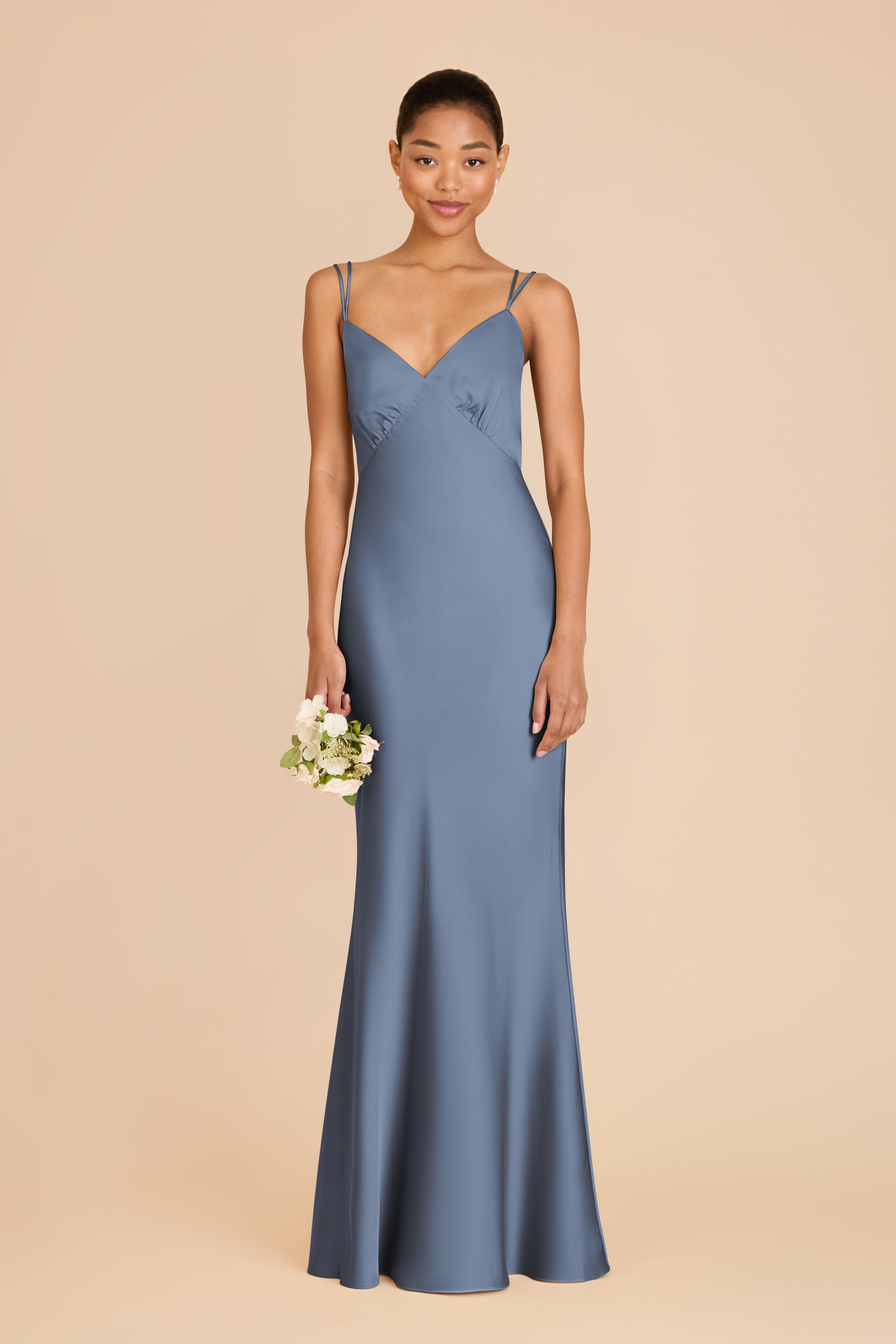 Matte Satin Slip Dress with V-Neck & Strappy Back | Dasha