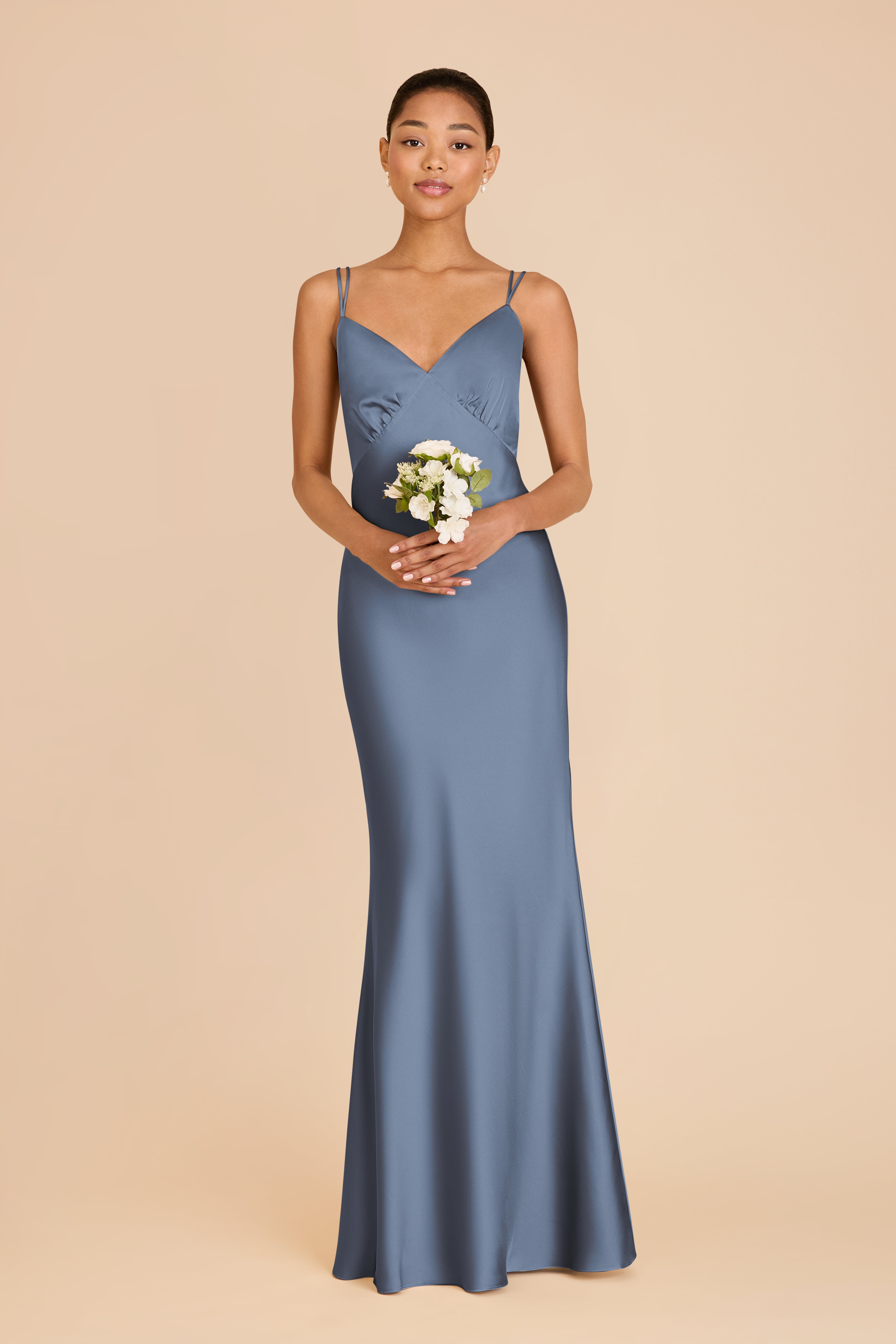 Matte Satin Slip Dress with V-Neck & Strappy Back | Dasha