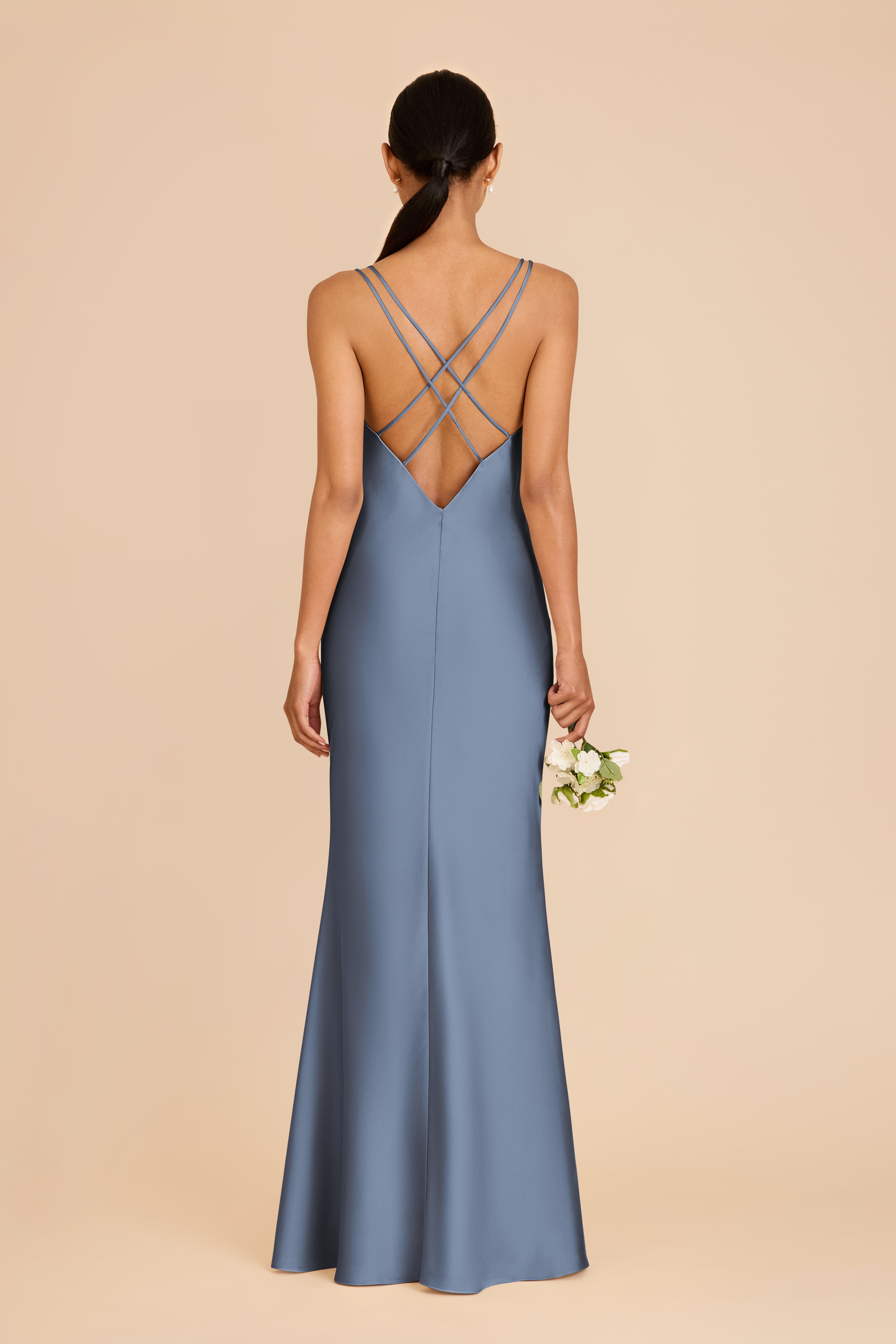 Matte Satin Slip Dress with V-Neck & Strappy Back | Dasha