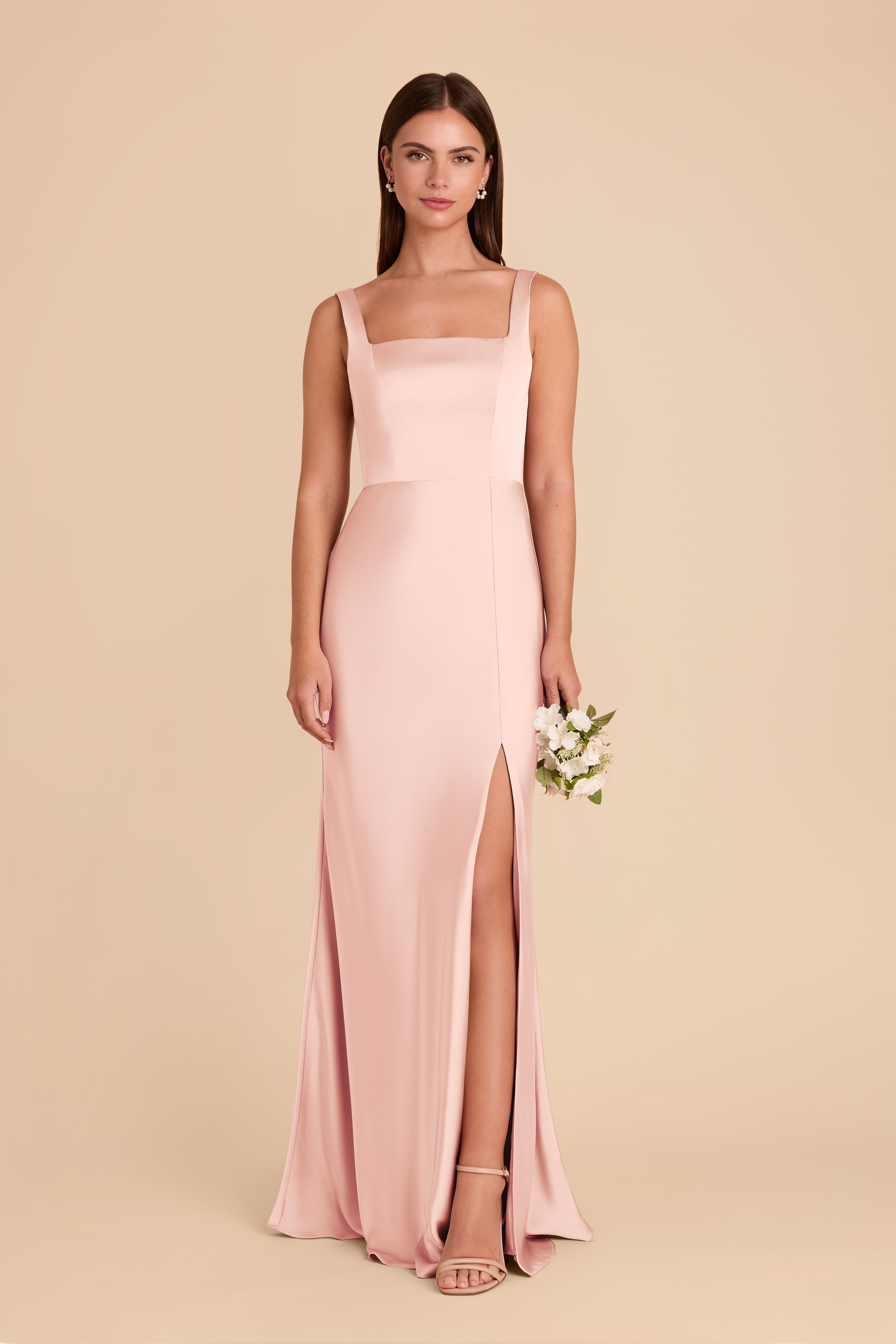 Convertible Dress with Bows - Blush Pink Satin | Alex