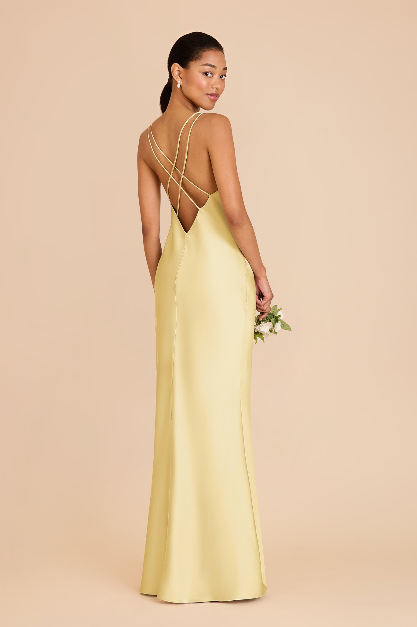Matte Satin V-Neck Slip Dress with Strappy Back | Dasha