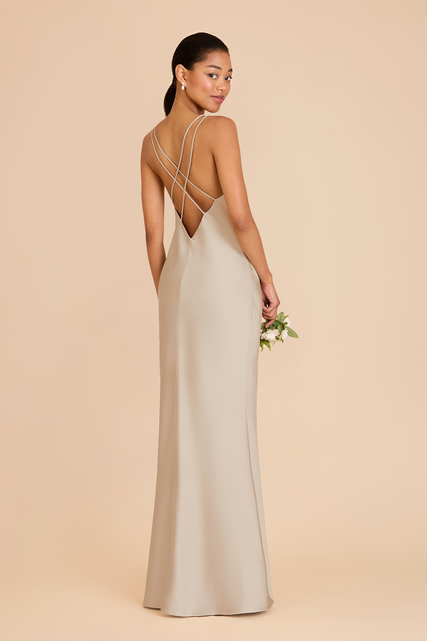 Matte Satin Slip Dress with V-Neck & Strappy Back | Dasha