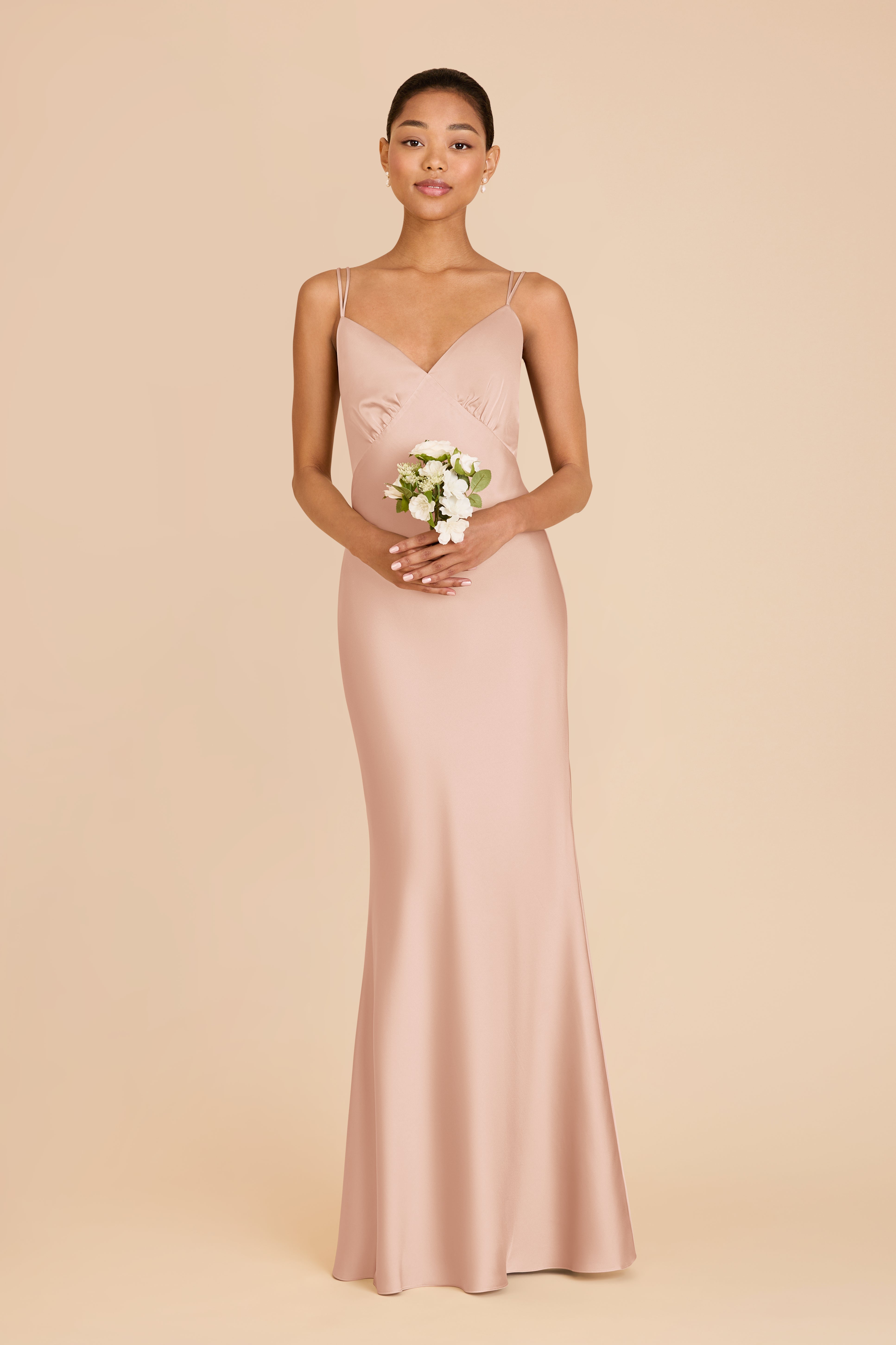 Matte Satin Slip Dress with V-Neck & Strappy Back | Dasha