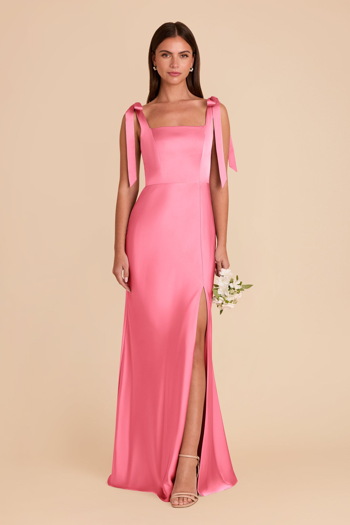 Convertible Dress with Bows | Alex Matte Satin - Bon Bon Pink