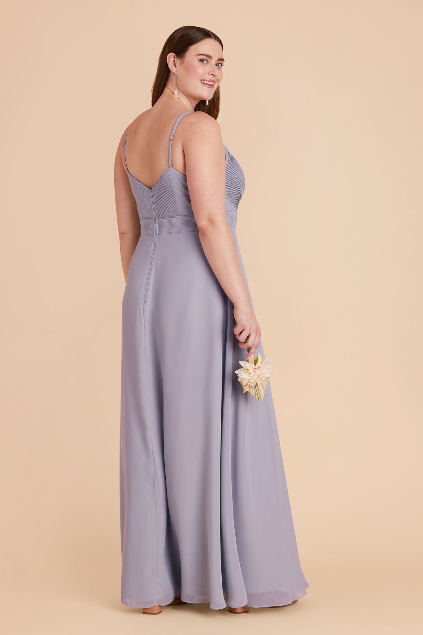 Chiffon A-Line Dress with V-Neck & Slit | Deborah in Dusty Lilac