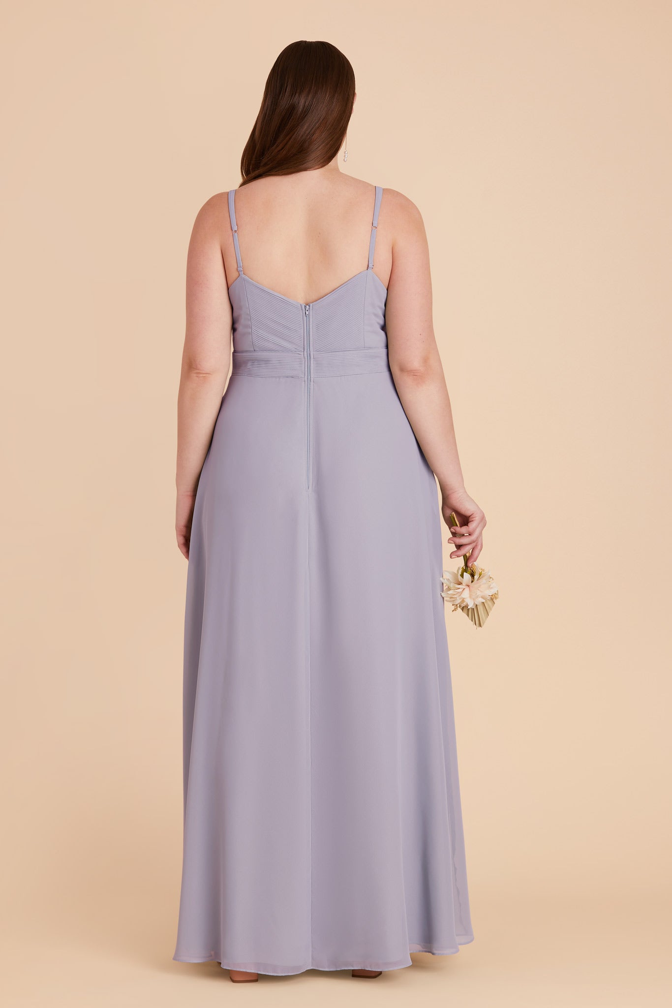 Chiffon A-Line Dress with V-Neck & Slit | Deborah in Dusty Lilac